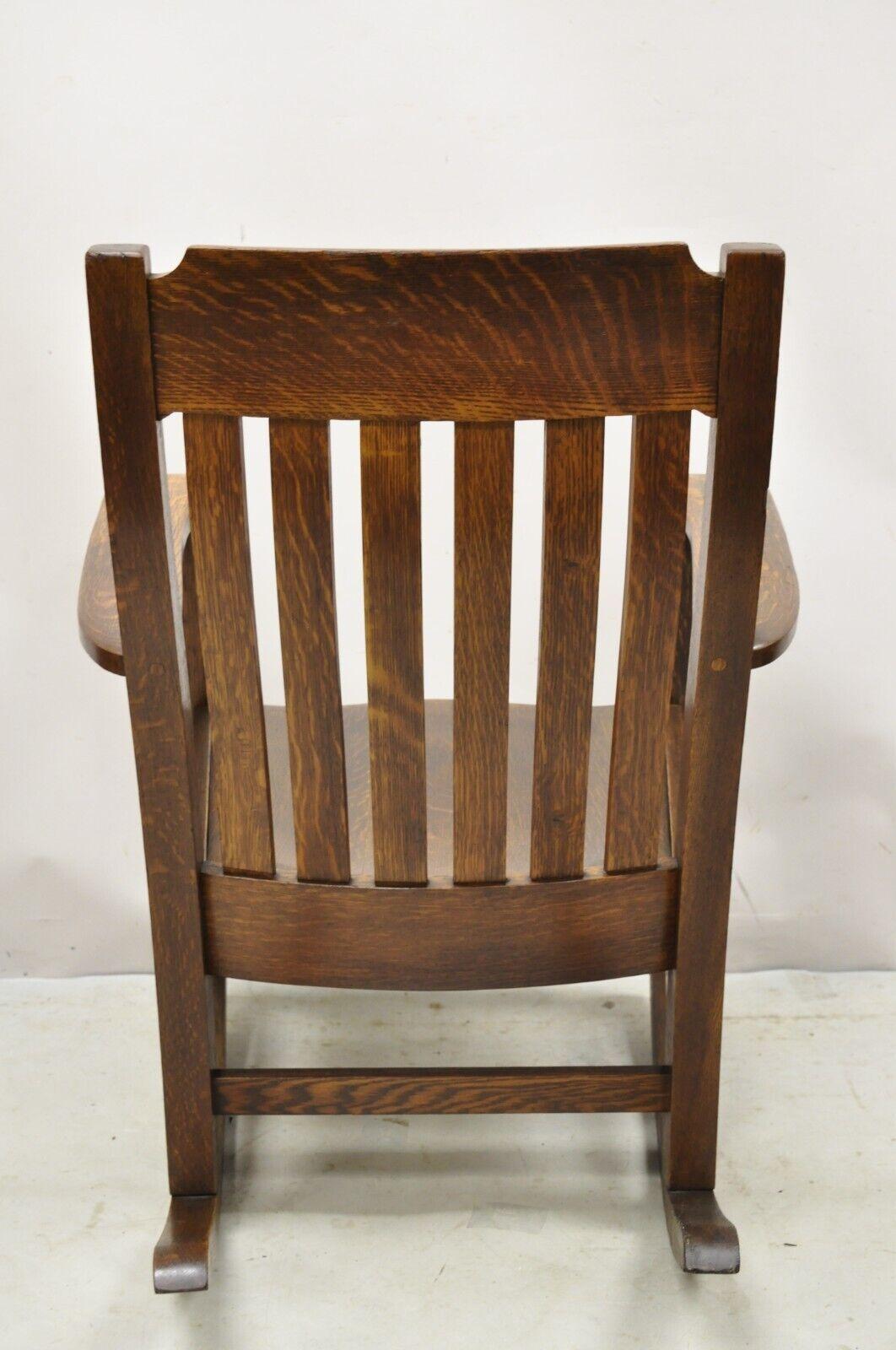 Antique Mission Oak Arts & Crafts Stickley Style Rocker Rocking Chair 2