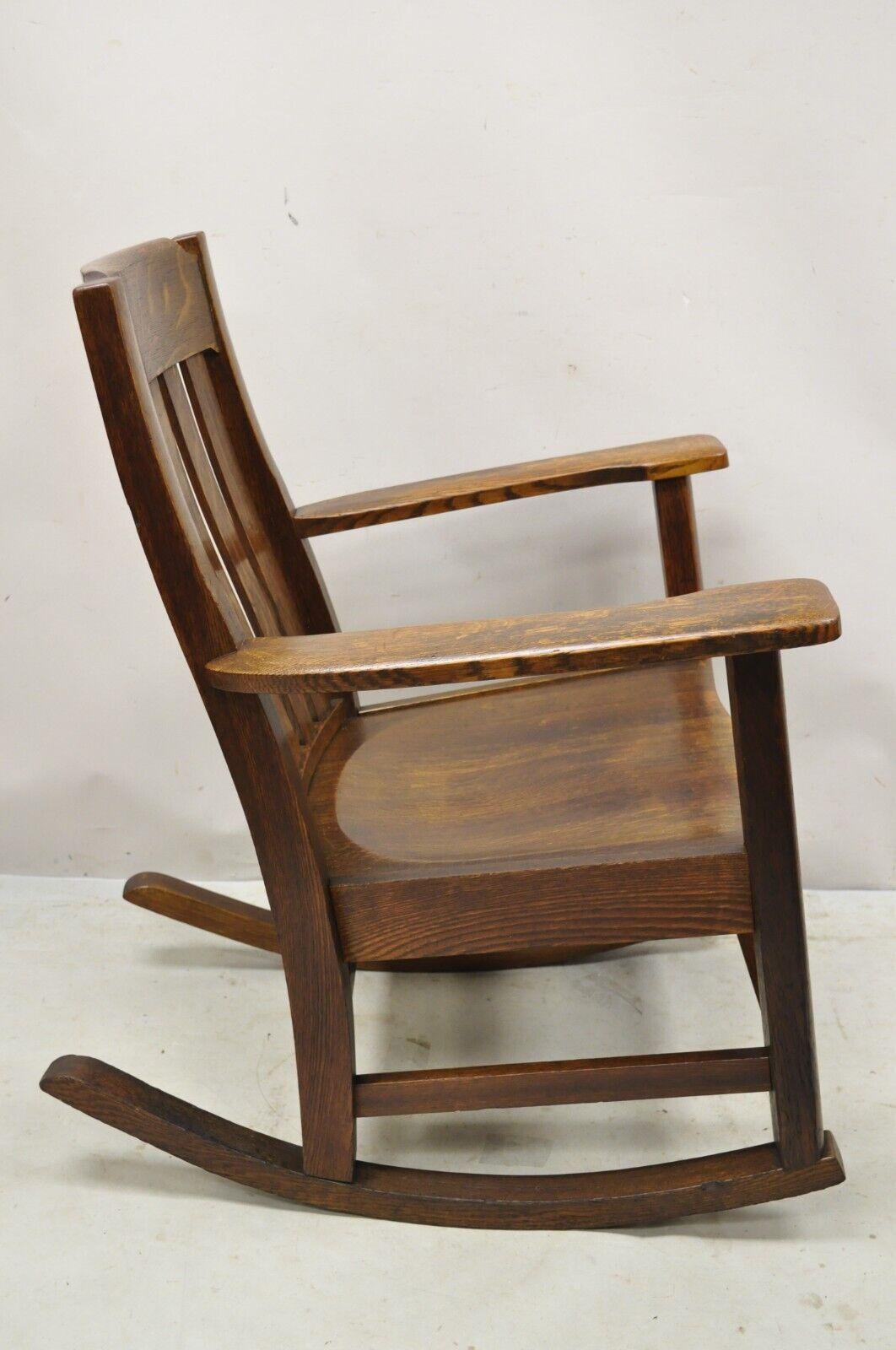 20th Century Antique Mission Oak Arts & Crafts Stickley Style Rocker Rocking Chair
