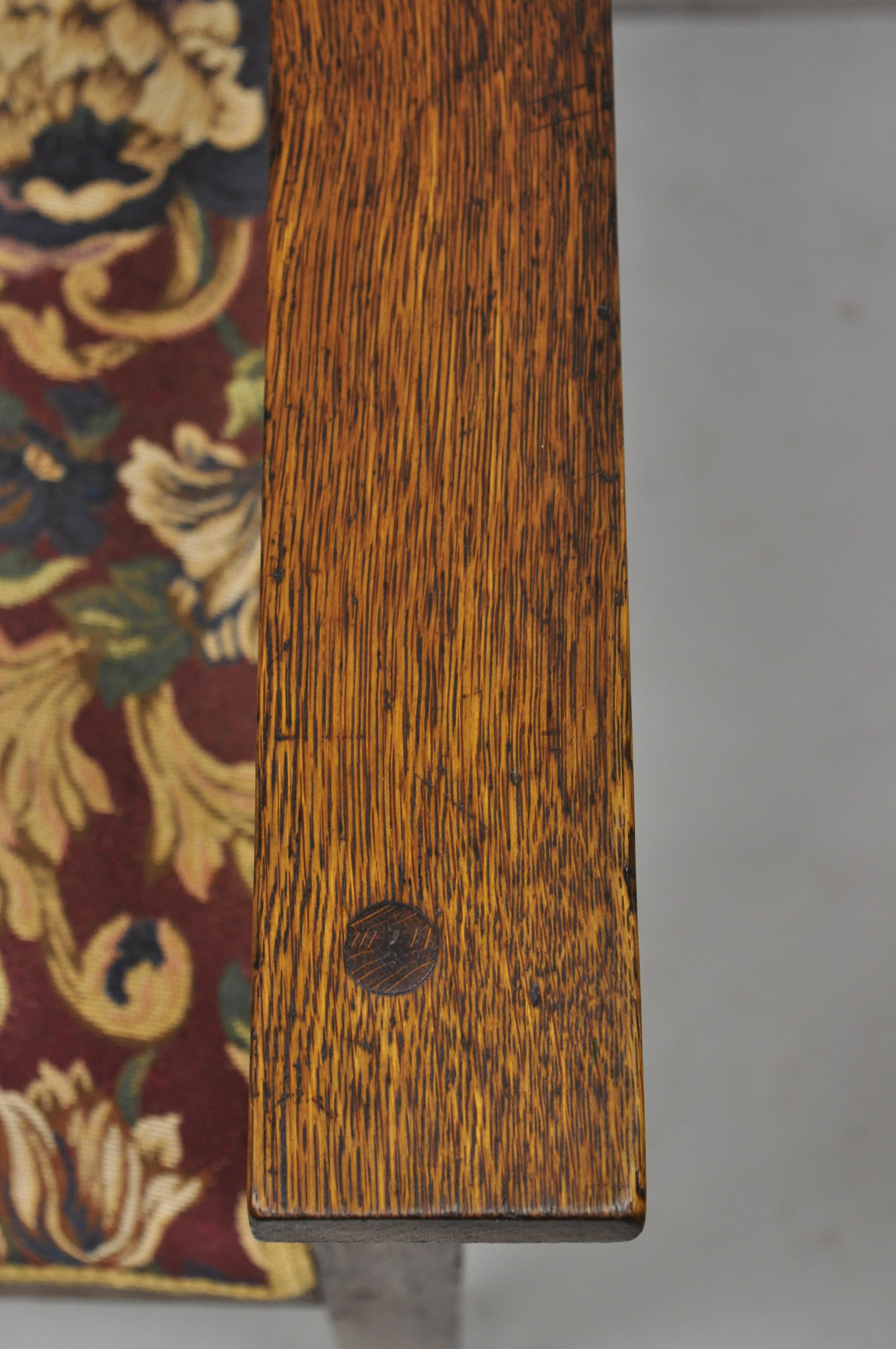 Antiker Missions-Sessel aus Eichenholz im Arts & Crafts Stickley-Stil mit Lattenrostlehne (Nordamerikanisch) im Angebot