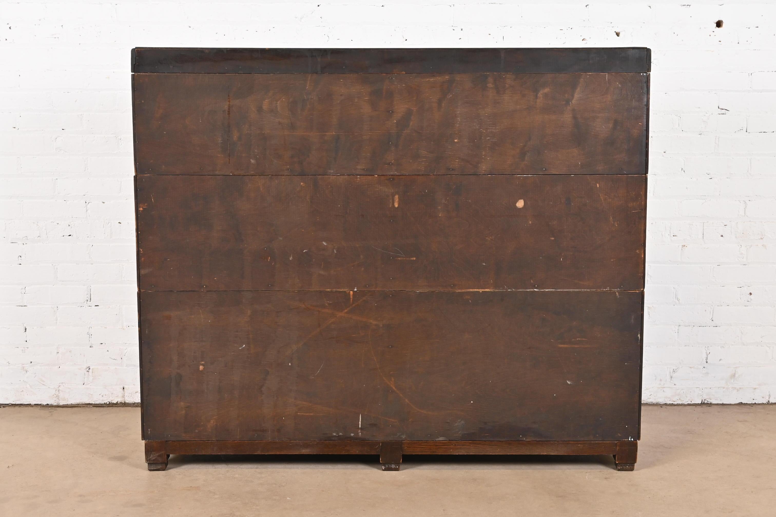 Antique Mission Oak Arts & Crafts Three-Stack Double Barrister Bookcase 5