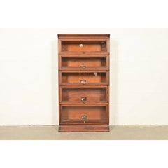 Antique Mission Oak Arts & Crafts Viking Five-Stack Barrister Bookcase