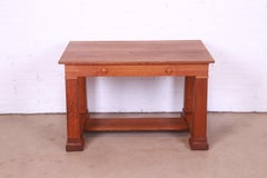 Antique Mission Oak Arts & Crafts Writing Desk or Library Table, circa 1900