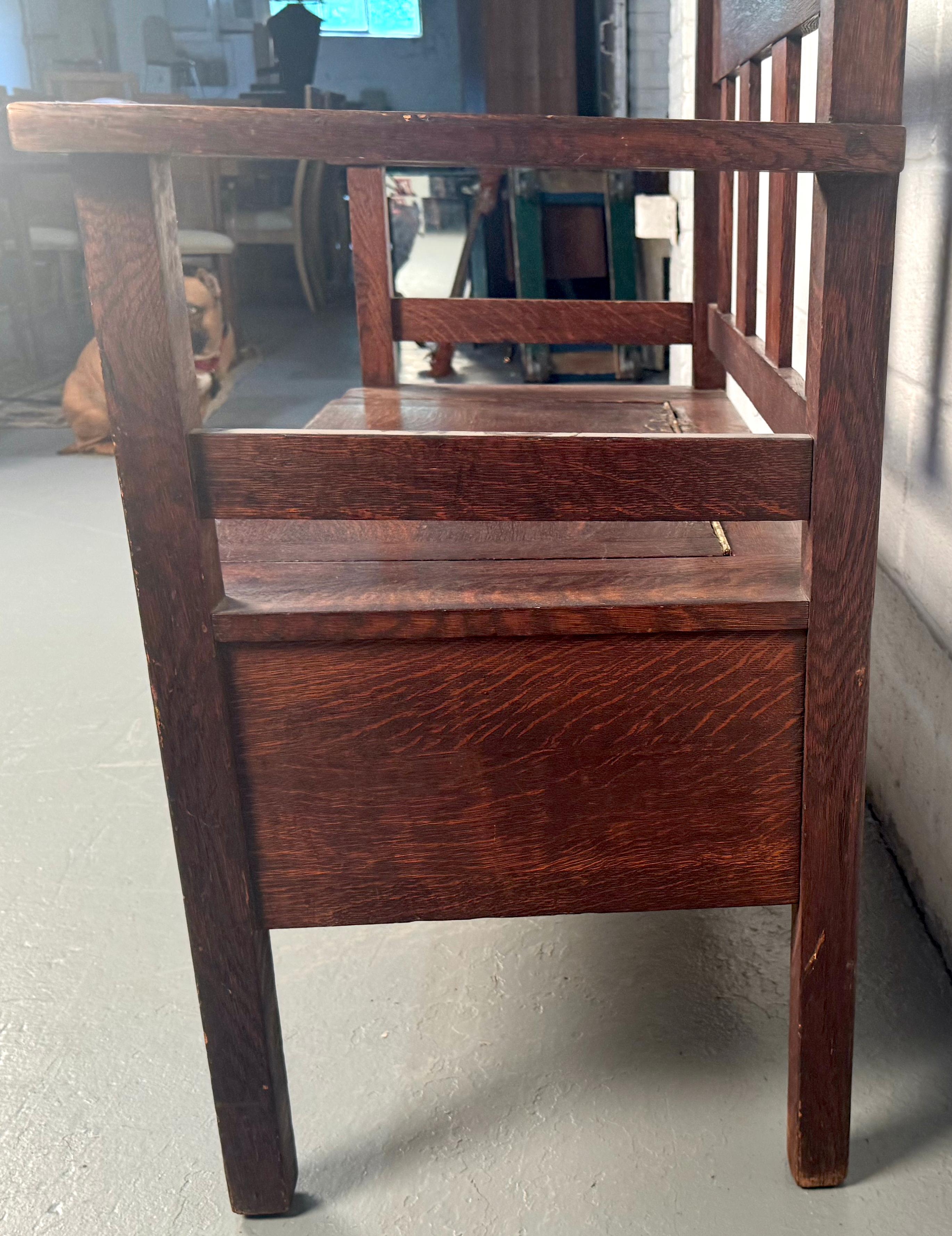 20th Century Antique Mission Oak Style Bench by Lifetime Furniture For Sale