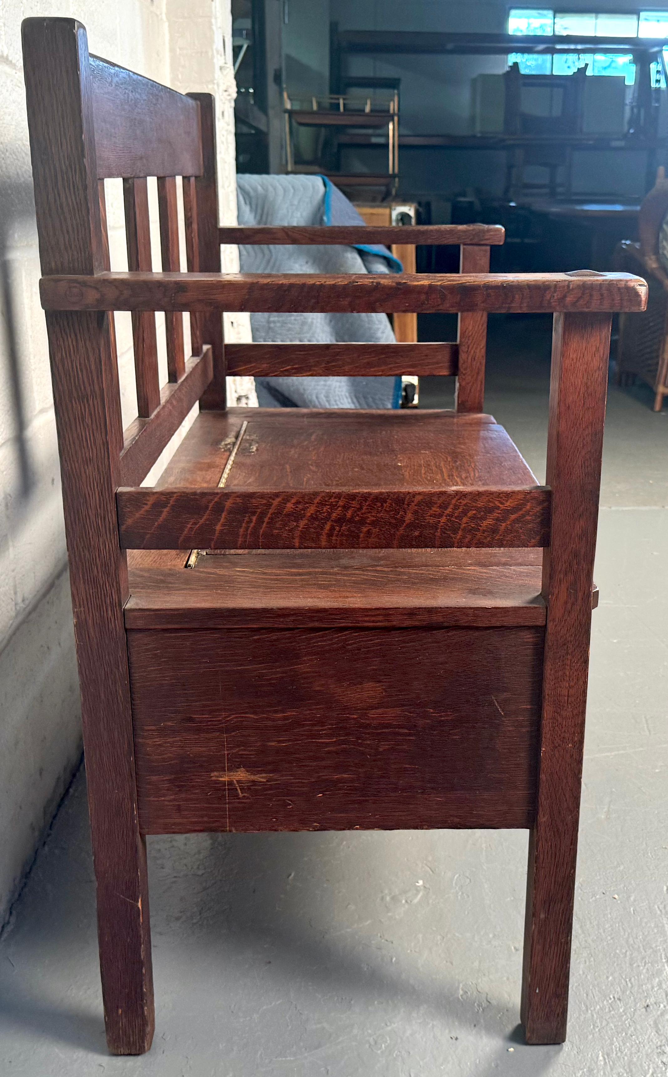 Antique Mission Oak Style Bench by Lifetime Furniture For Sale 1