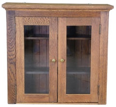 Antique Mission Oak Wall Hanging Cabinet Topper Curio Display Book Case
