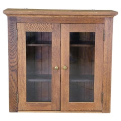 Antique Mission Oak Wall Hanging Cabinet Topper Curio Display Book Case