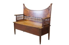 Antike Mission Quartersawn Oak Trunk Storage Hall Bench Settee 51"