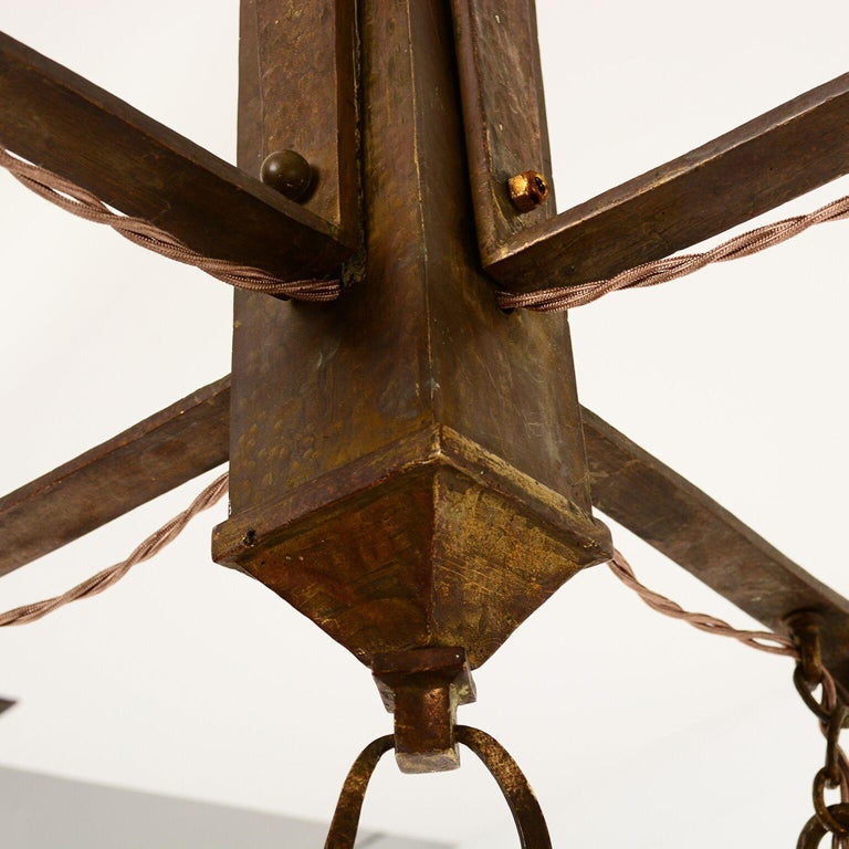 Antique Mission Style Solid Hammered Brass Chandelier ...