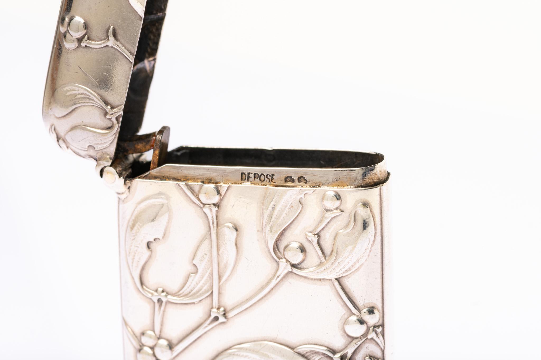 Antique Mistletoe Art Nouveau French Silver Vesta Case By Charles Murat 3