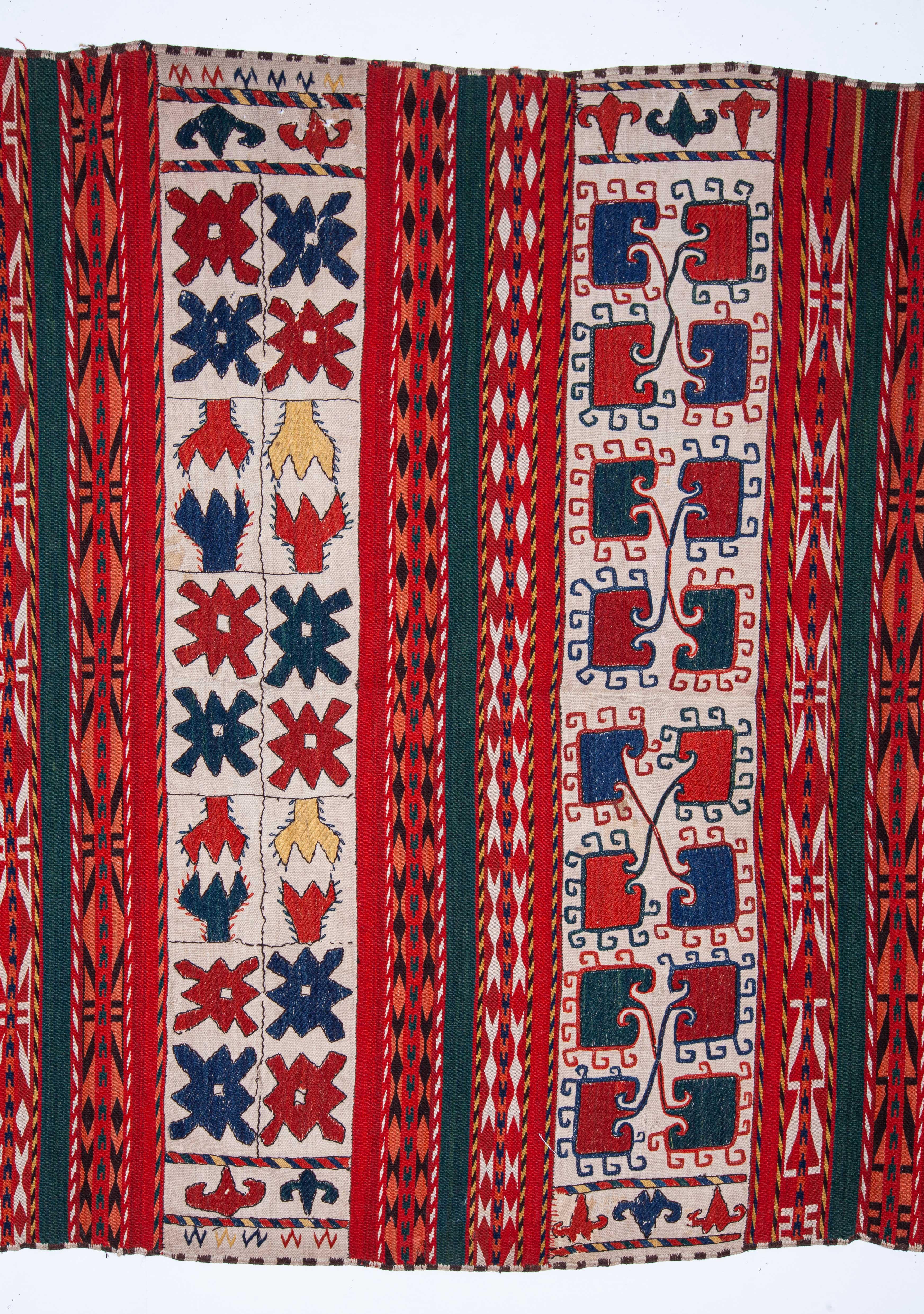 Embroidered Antique Mix Technique Kilim from Kungrad, Uzbekistan, Early 20th Century For Sale