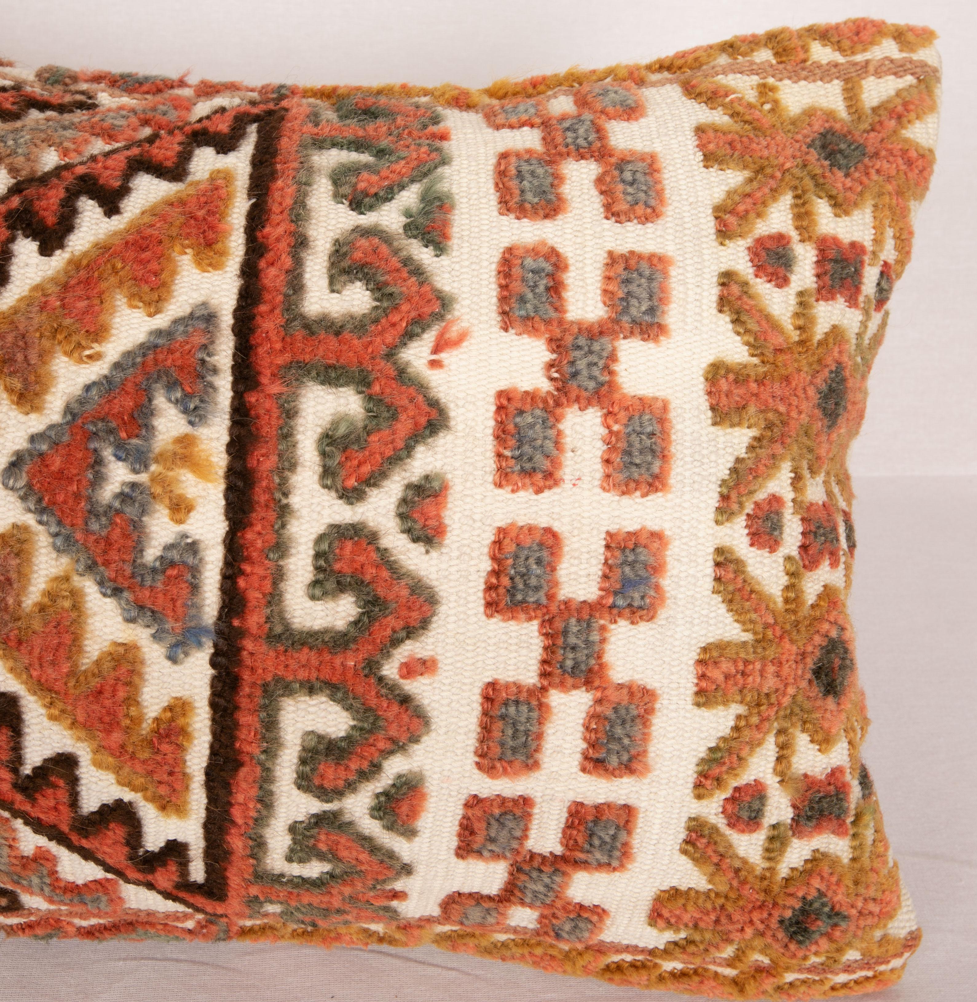 Antique Mix Technique Rug Pillowcase Made from a Karakalpak Tent Band, E 20th C In Good Condition In Istanbul, TR