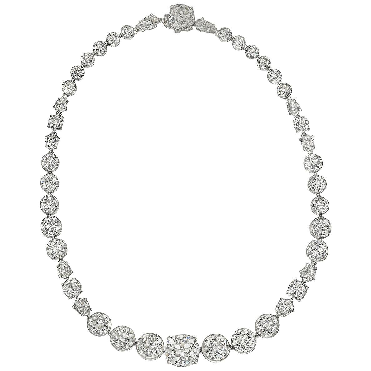 Antique Mixed-Cut Diamond Rivière Necklace, circa 1905