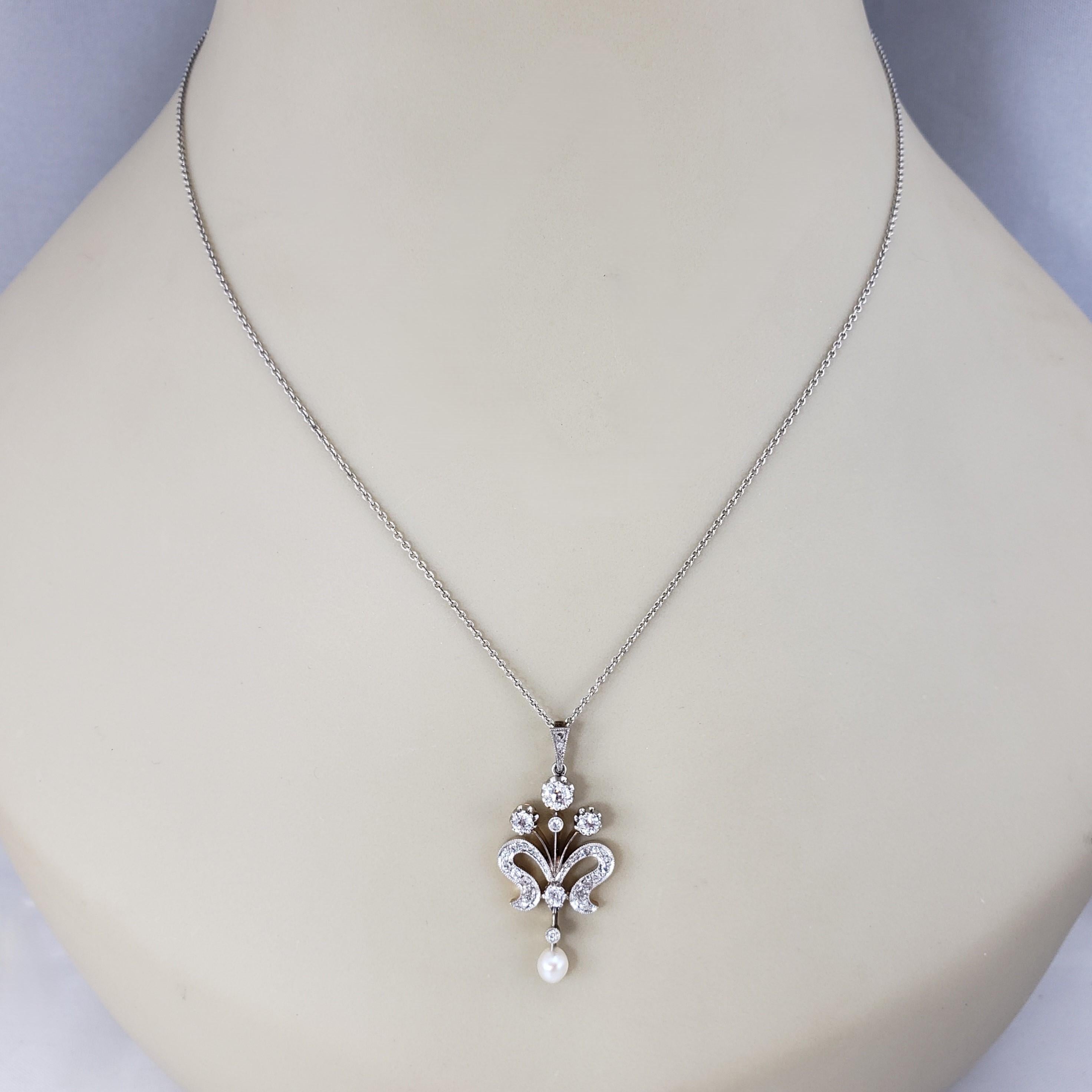 Women's Antique Mixed Metal Diamond and Pearl Pendant #17640 For Sale