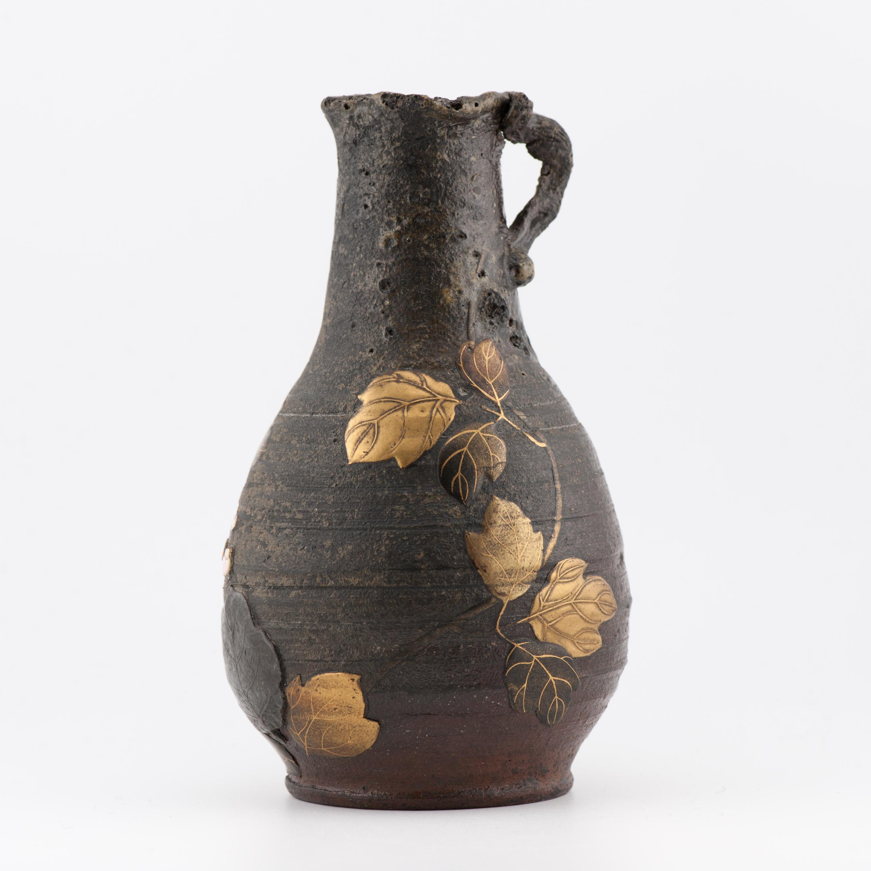 Antique Mixed Metal Japanese Shibuichi Vase/Ewer Bronze Japan Porcelain 19C For Sale 7