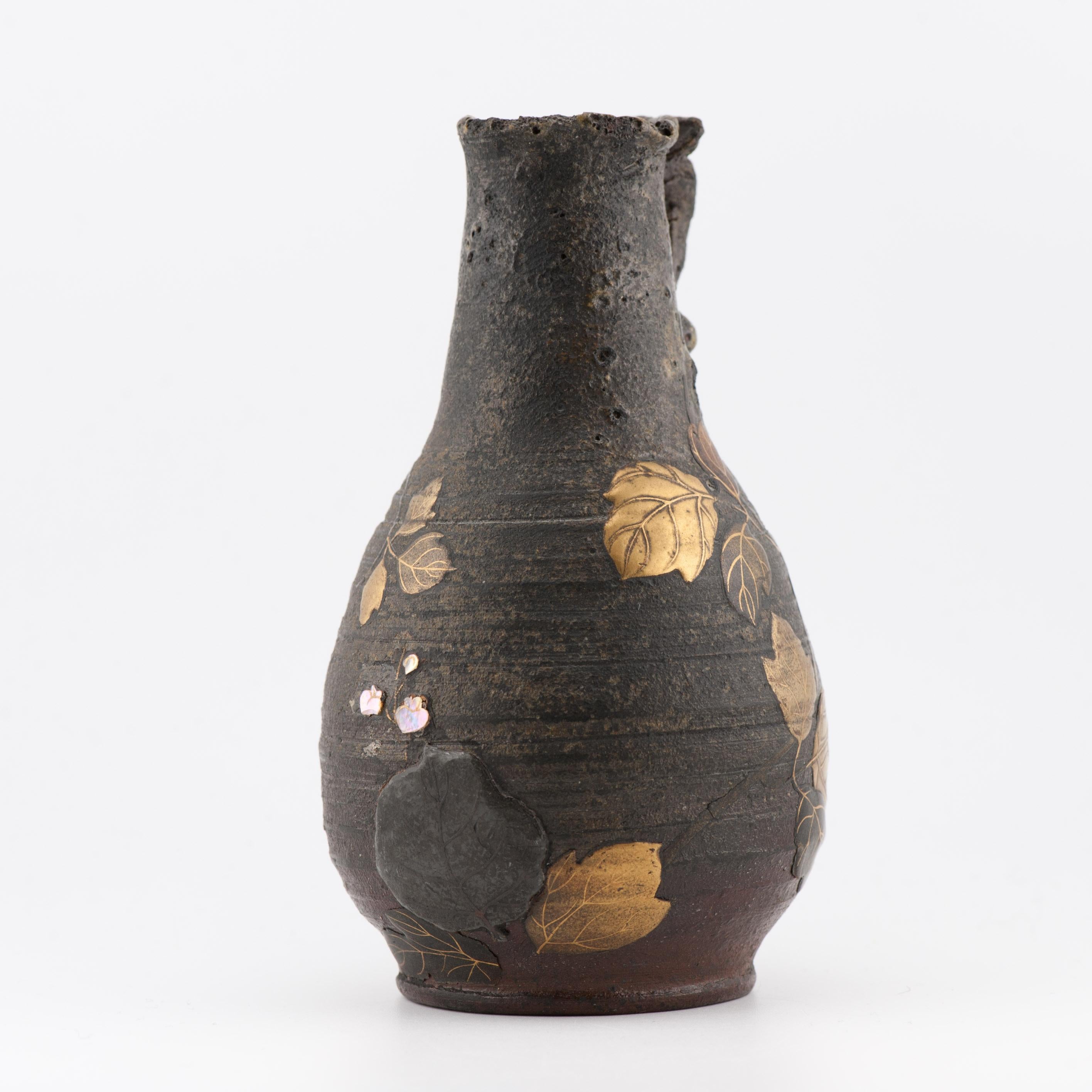 Antique Mixed Metal Japanese Shibuichi Vase/Ewer Bronze Japan Porcelain 19C For Sale 10