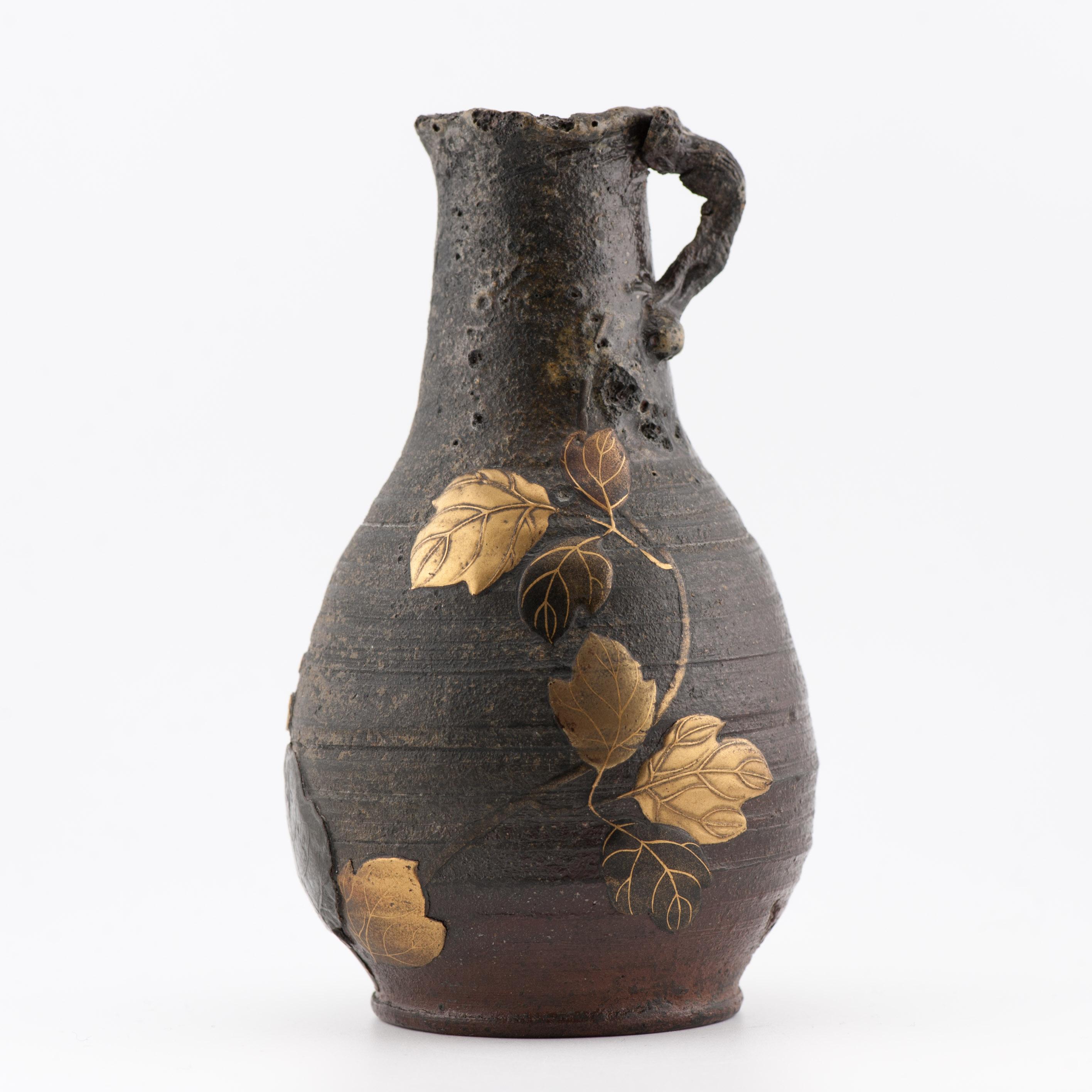 Antique Mixed Metal Japanese Shibuichi Vase/Ewer Bronze Japan Porcelain 19C For Sale 11