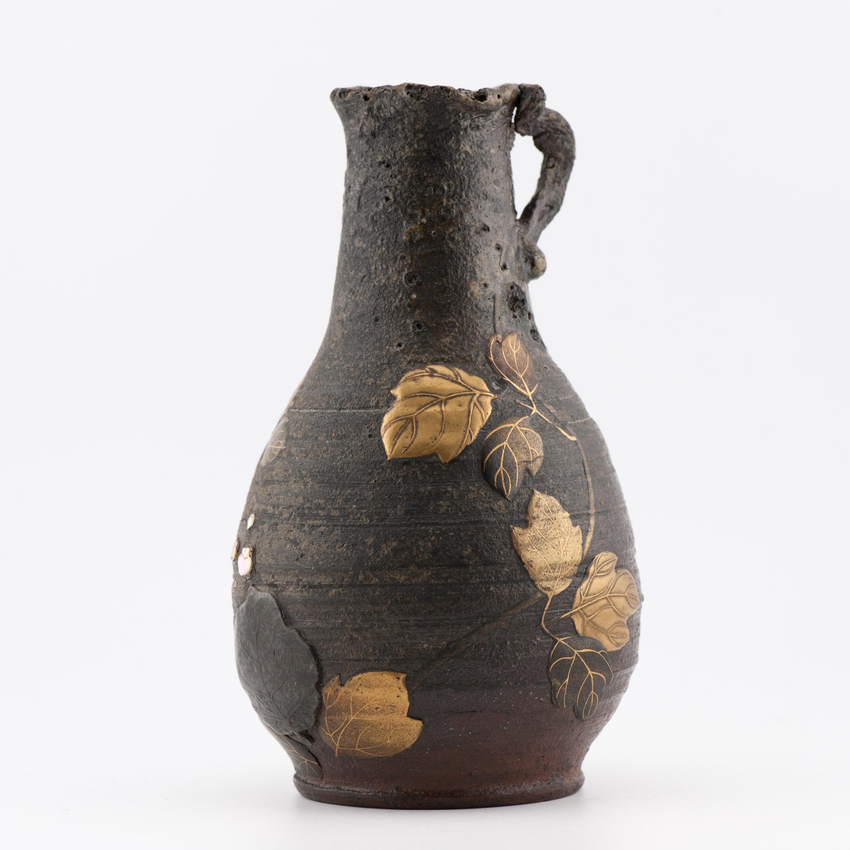 Antique Mixed Metal Japanese Shibuichi Vase/Ewer Bronze Japan Porcelain 19C For Sale 14