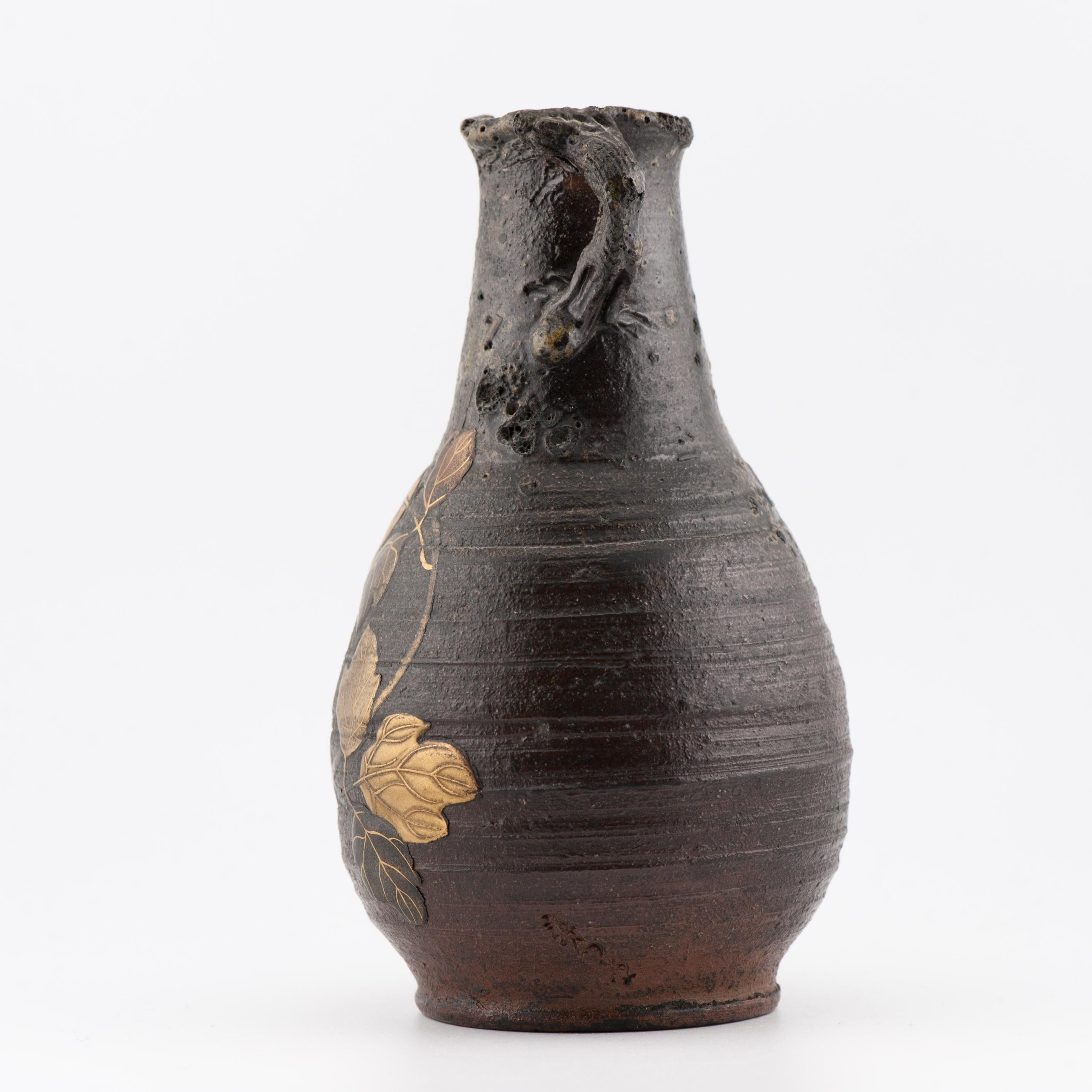Edo Antique Mixed Metal Japanese Shibuichi Vase/Ewer Bronze Japan Porcelain 19C For Sale