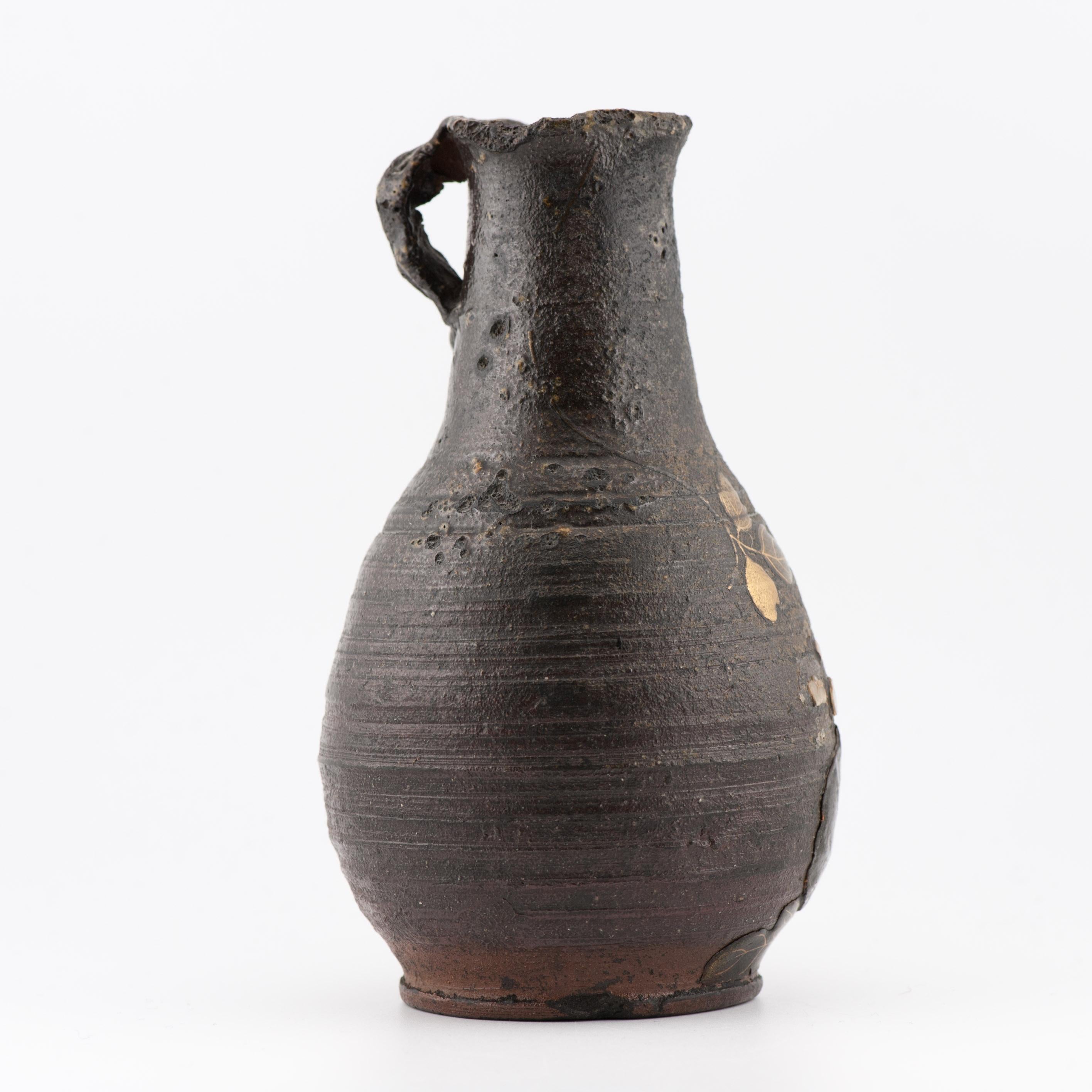 18th Century and Earlier Antique Mixed Metal Japanese Shibuichi Vase/Ewer Bronze Japan Porcelain 19C For Sale