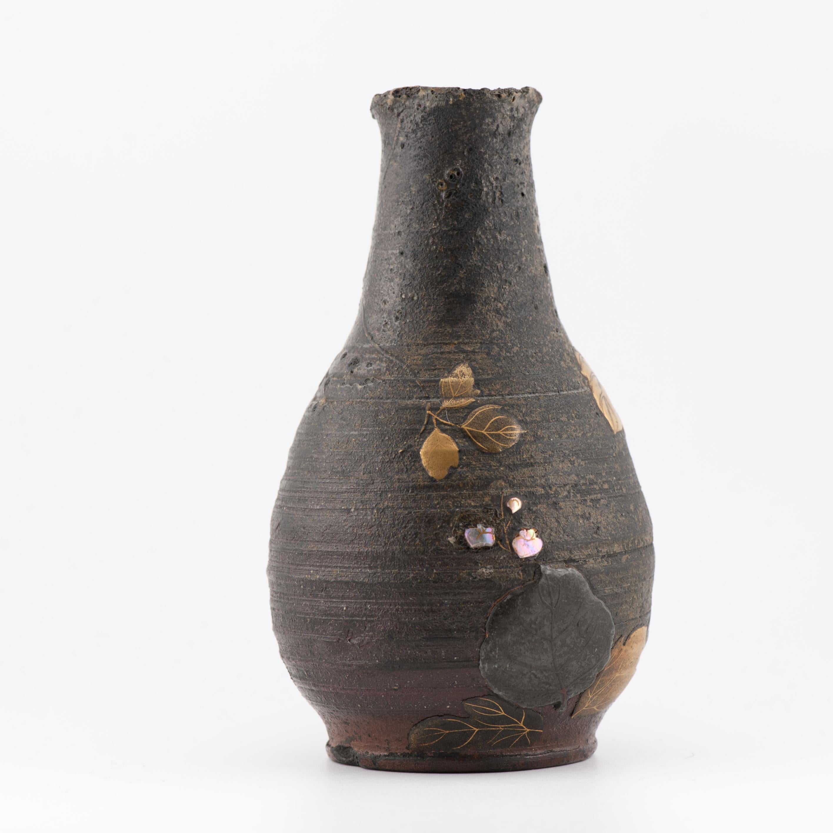 Antique Mixed Metal Japanese Shibuichi Vase/Ewer Bronze Japan Porcelain 19C For Sale 1