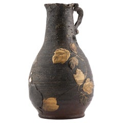 Antique Mixed Metal Japanese Shibuichi Vase/Ewer Bronze Japan Porcelain 19C