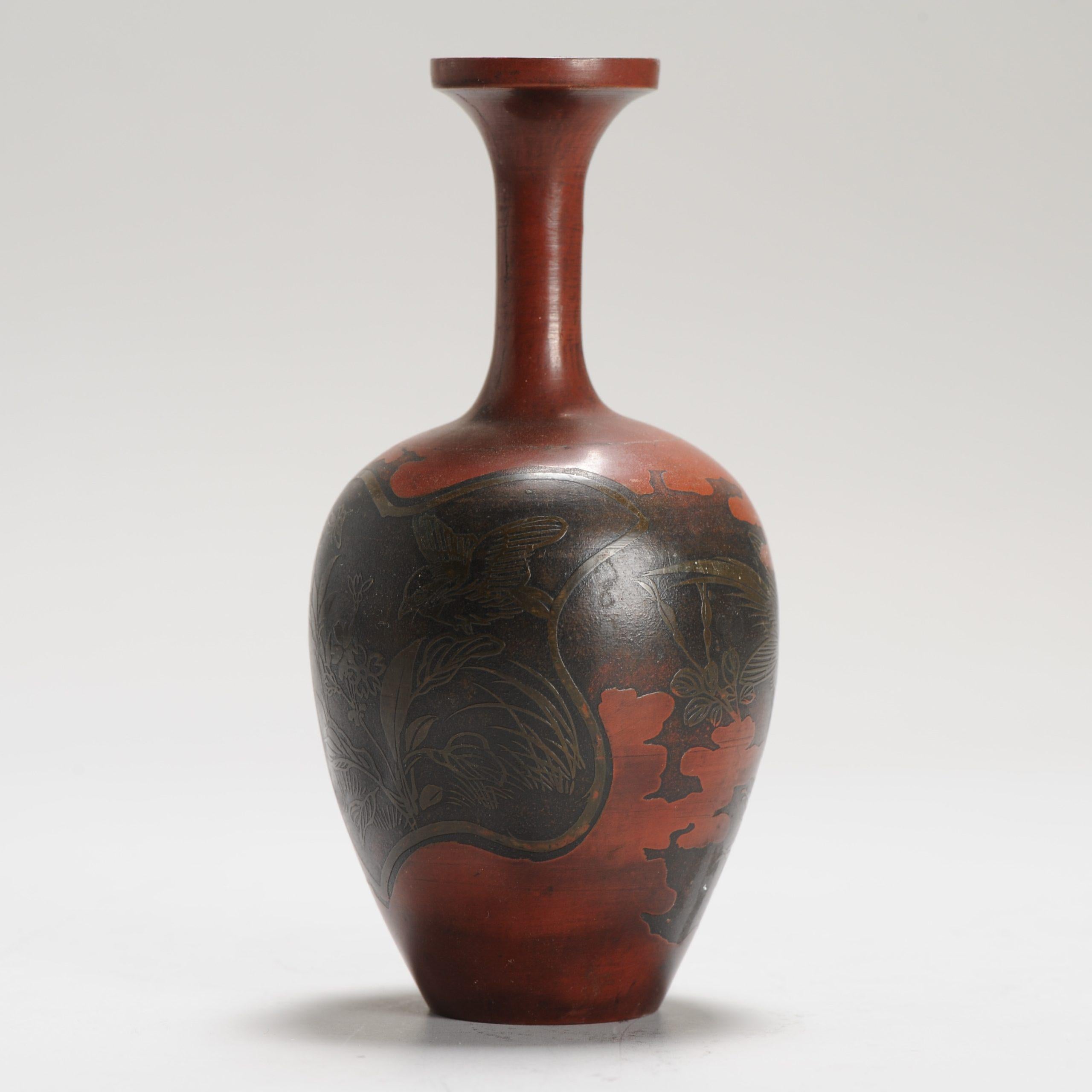 Antico vaso giapponese in metallo misto bronzo Giappone 19/20° secolo in vendita 6
