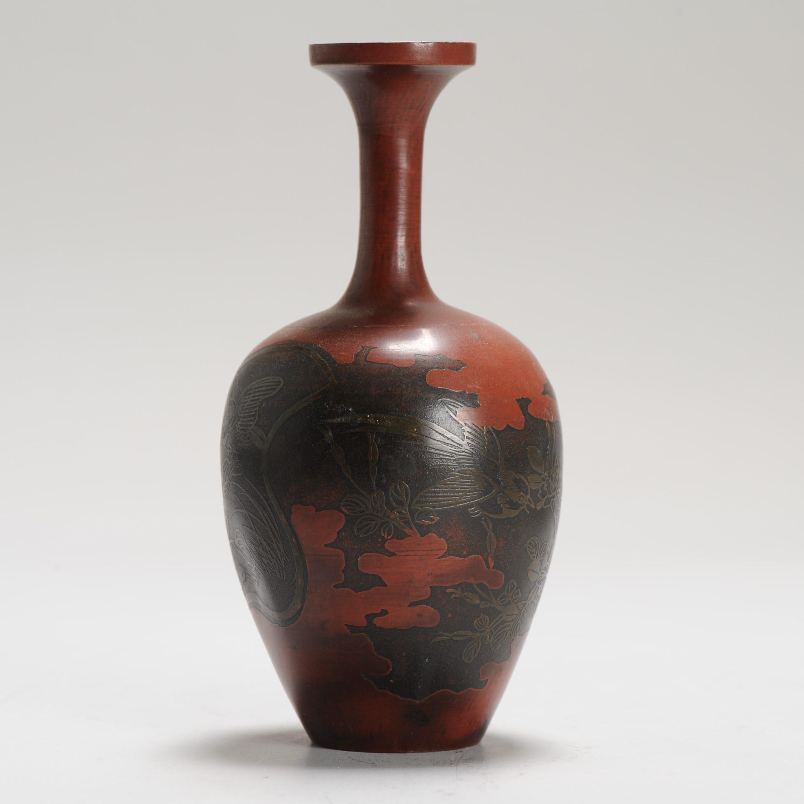 Antico vaso giapponese in metallo misto bronzo Giappone 19/20° secolo in vendita 8