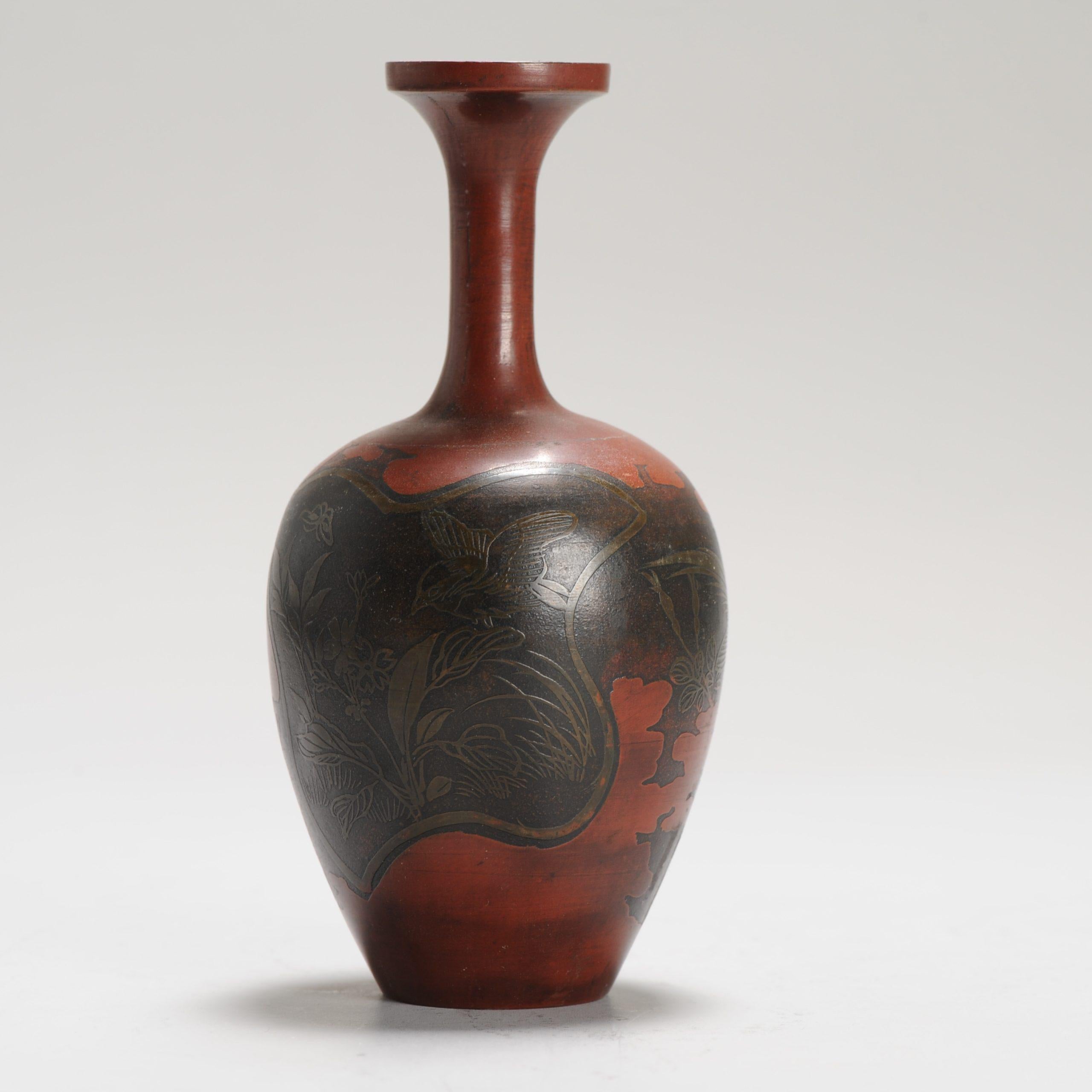 Antico vaso giapponese in metallo misto bronzo Giappone 19/20° secolo in vendita 10