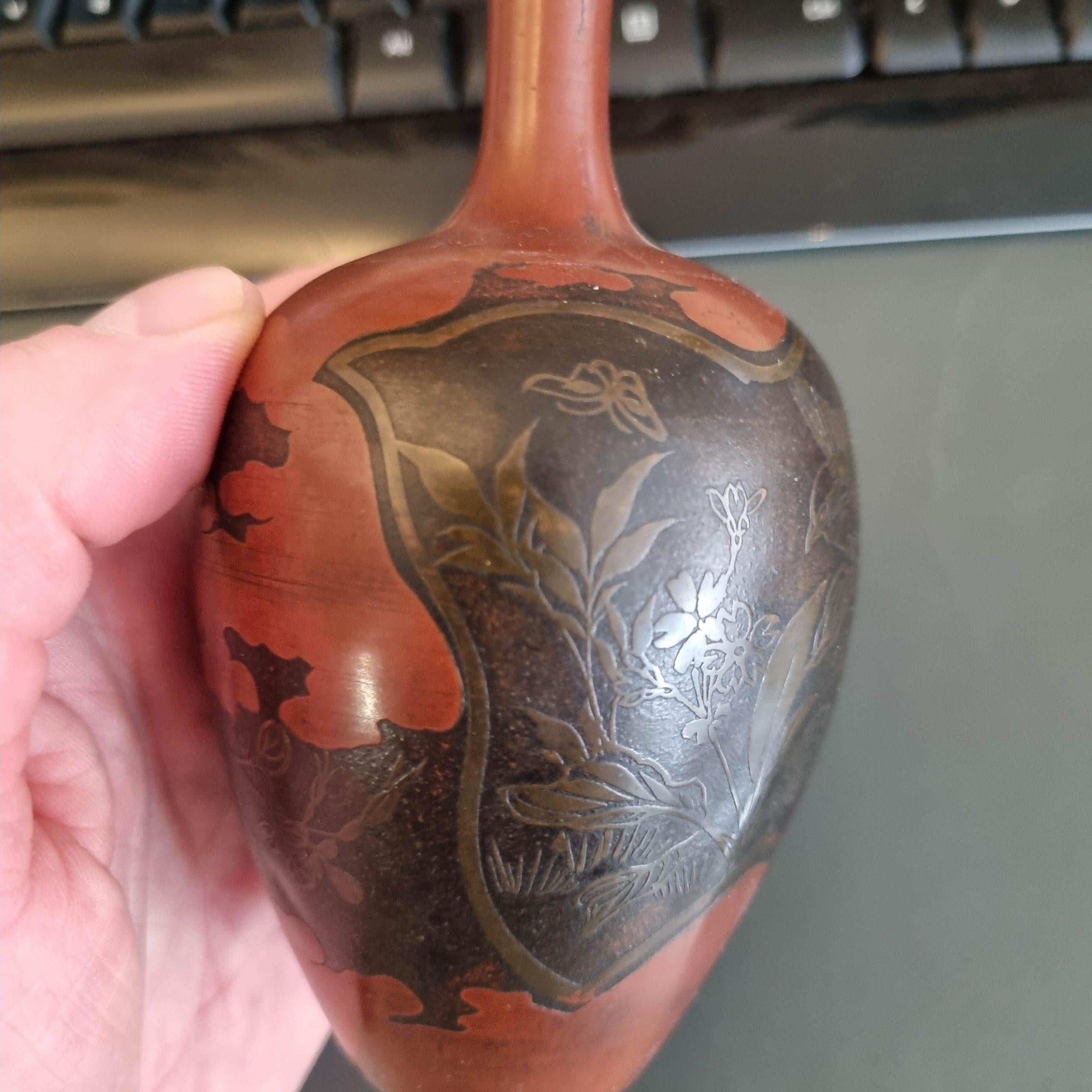 Meiji Antico vaso giapponese in metallo misto bronzo Giappone 19/20° secolo in vendita