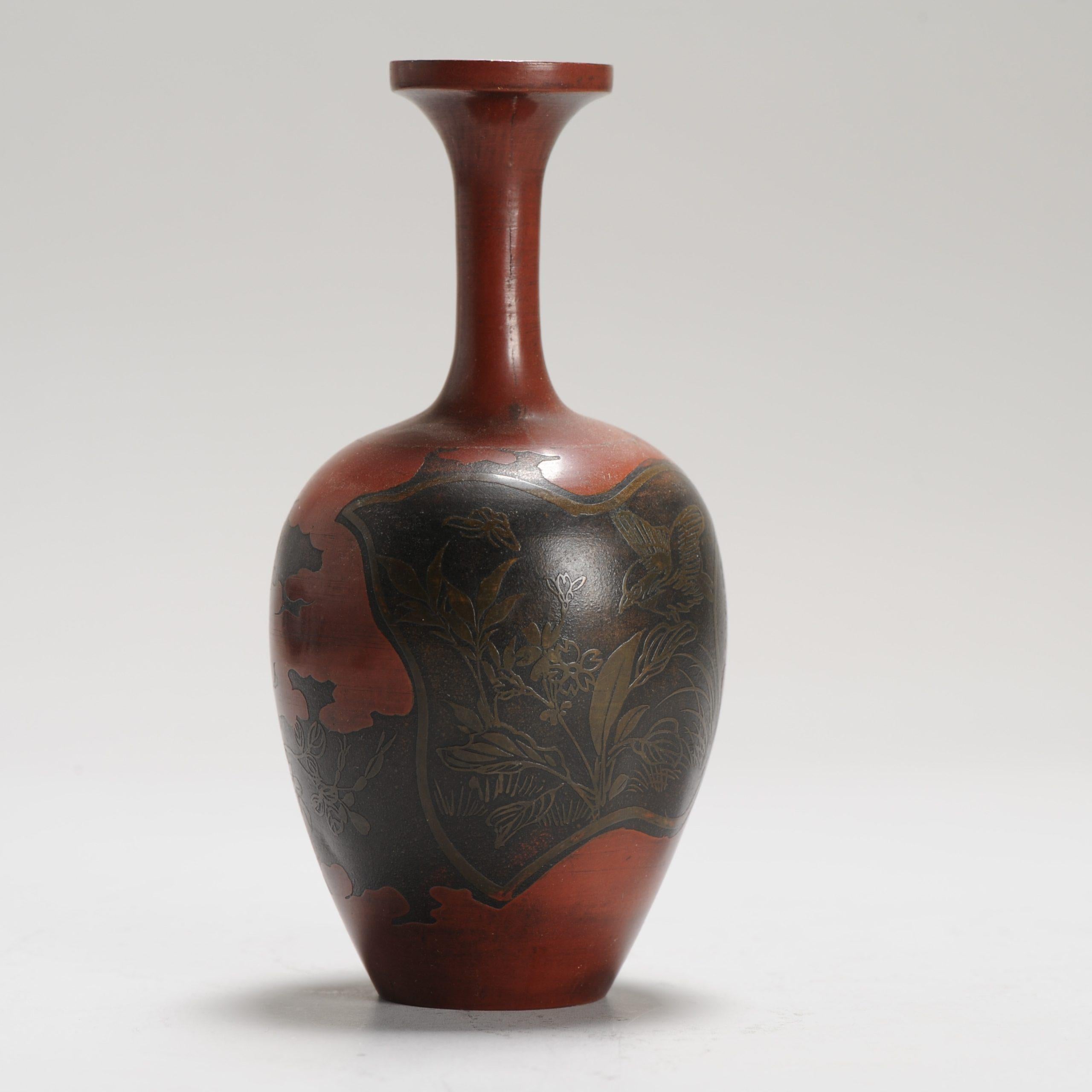 Porcellana Antico vaso giapponese in metallo misto bronzo Giappone 19/20° secolo in vendita