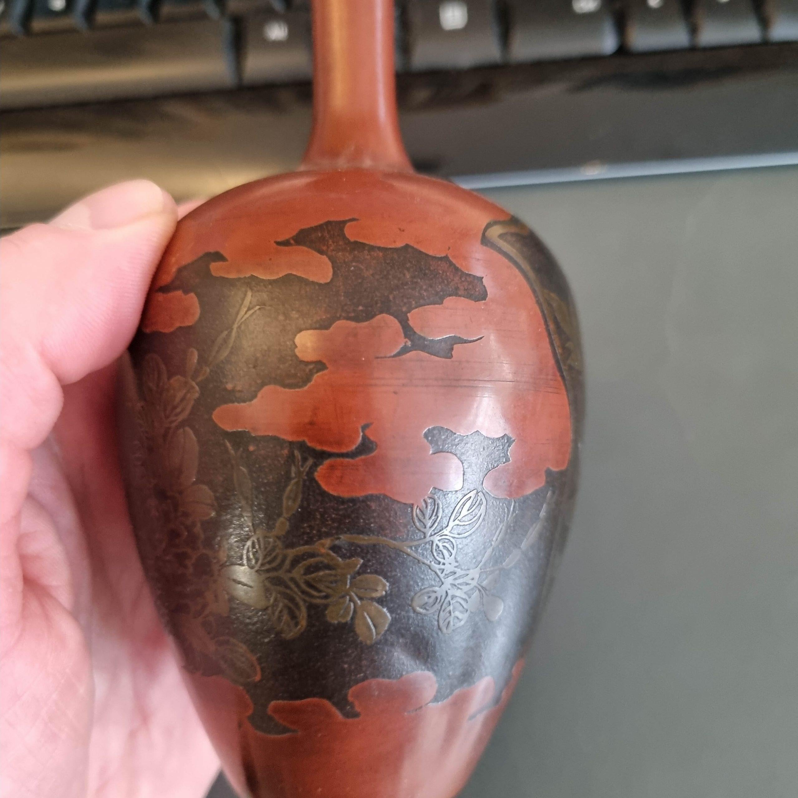 Antico vaso giapponese in metallo misto bronzo Giappone 19/20° secolo in vendita 1