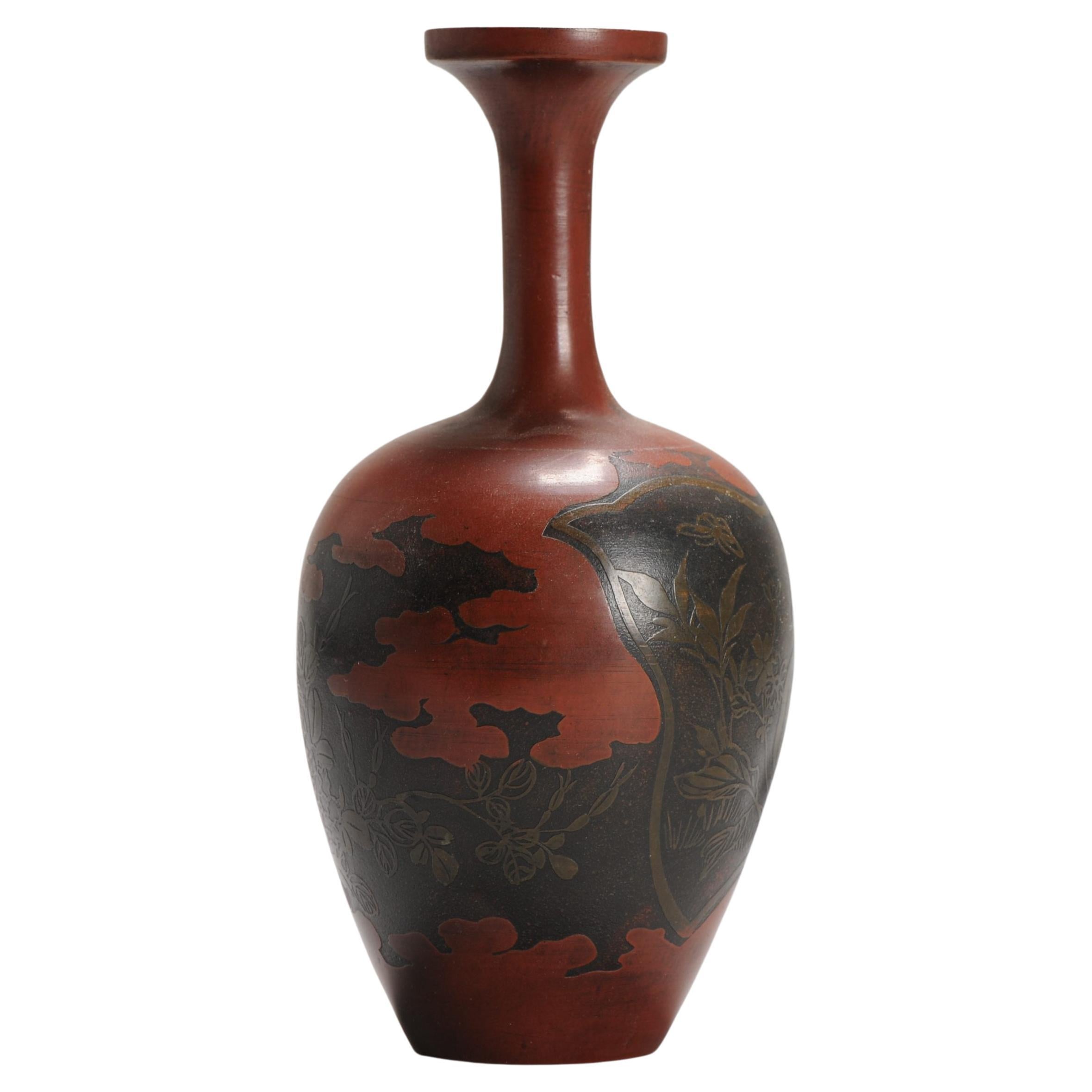 Antique Mixed Metal Japanese Vase Bronze Japan 19/20th Century