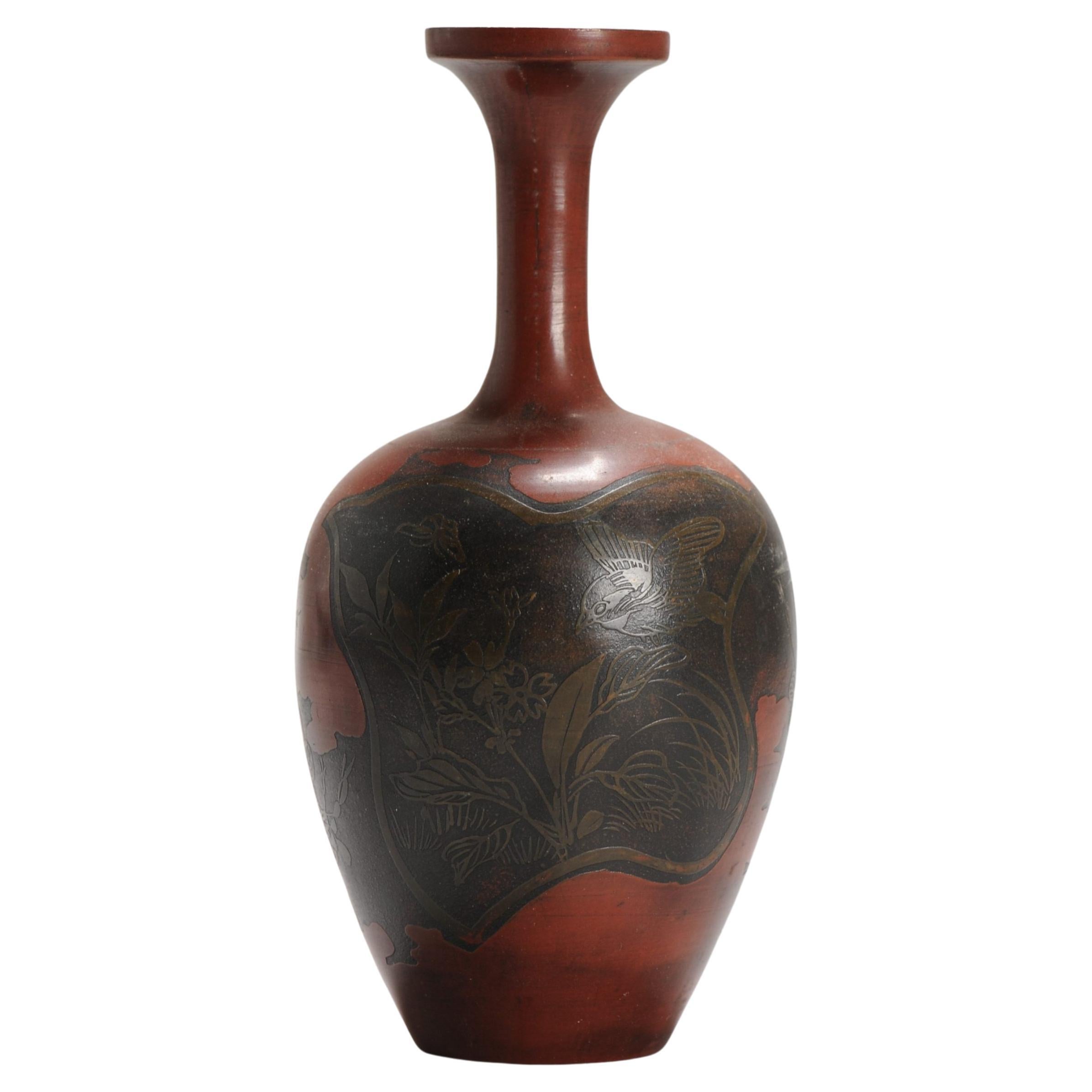 Antique Mixed Metal Japanese Vase Bronze, Japan, 19th/20th Century