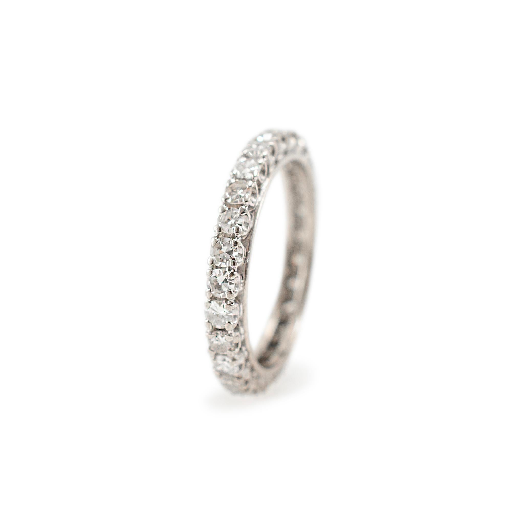 Antique Mixed Metals Full Eternity Old Single Cut Diamond Wedding Band In Excellent Condition For Sale In Houston, TX