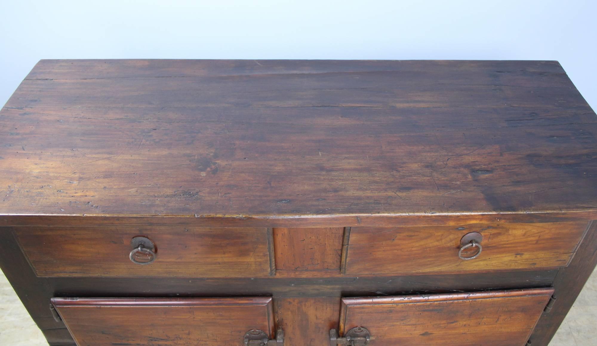 Antique Mixed Wood Console with Interesting Iron Work In Good Condition In Port Chester, NY