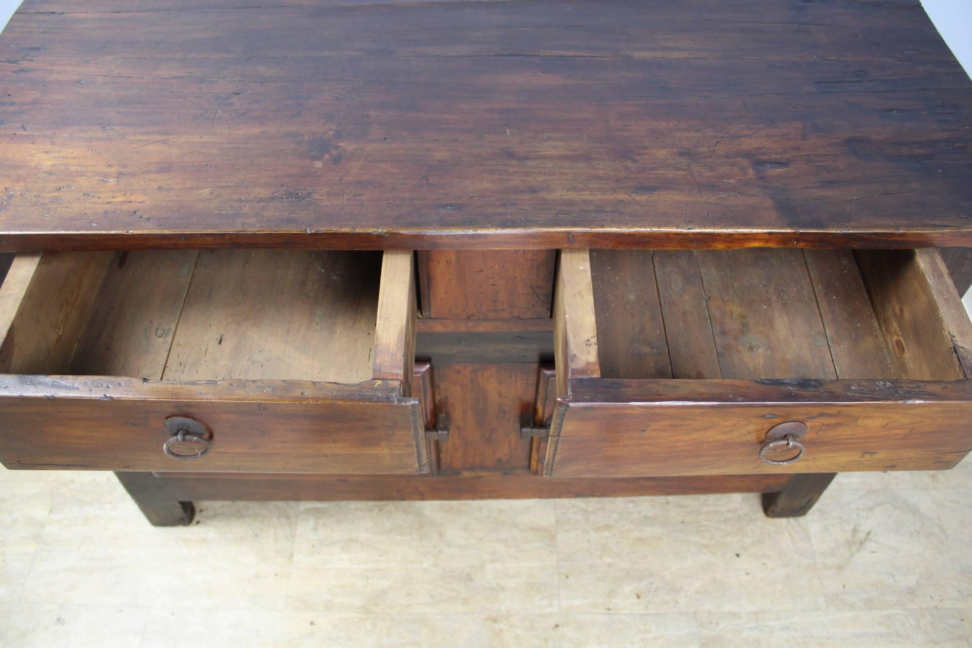 19th Century Antique Mixed Wood Console with Interesting Iron Work