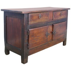 Antique Mixed Wood Console with Interesting Iron Work