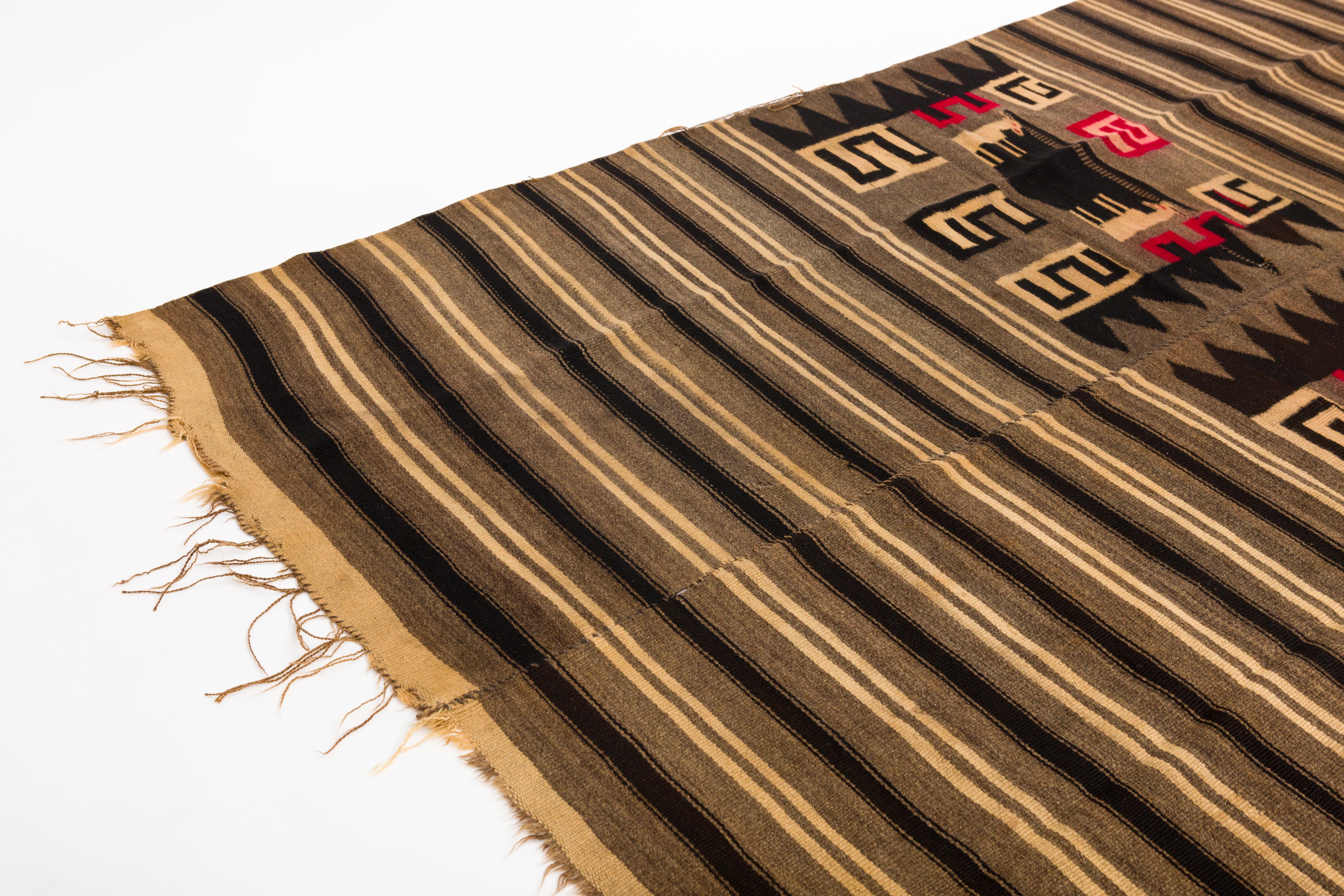 Tribal Antique Mixtec Highlands Mexican Wool Serape Blanket