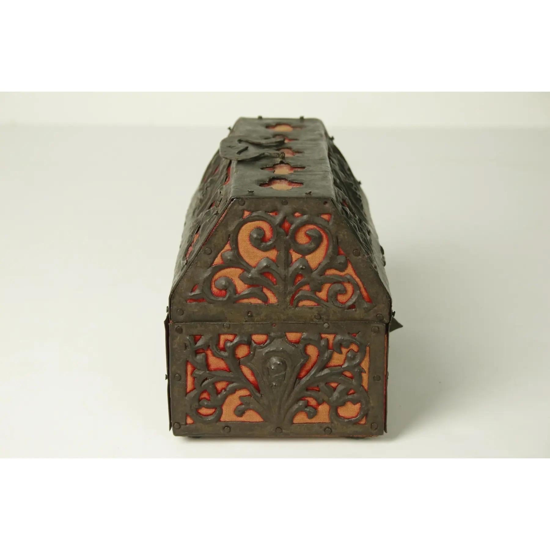 Hammered Antique Mizner Spanish Box Circa 1800 For Sale