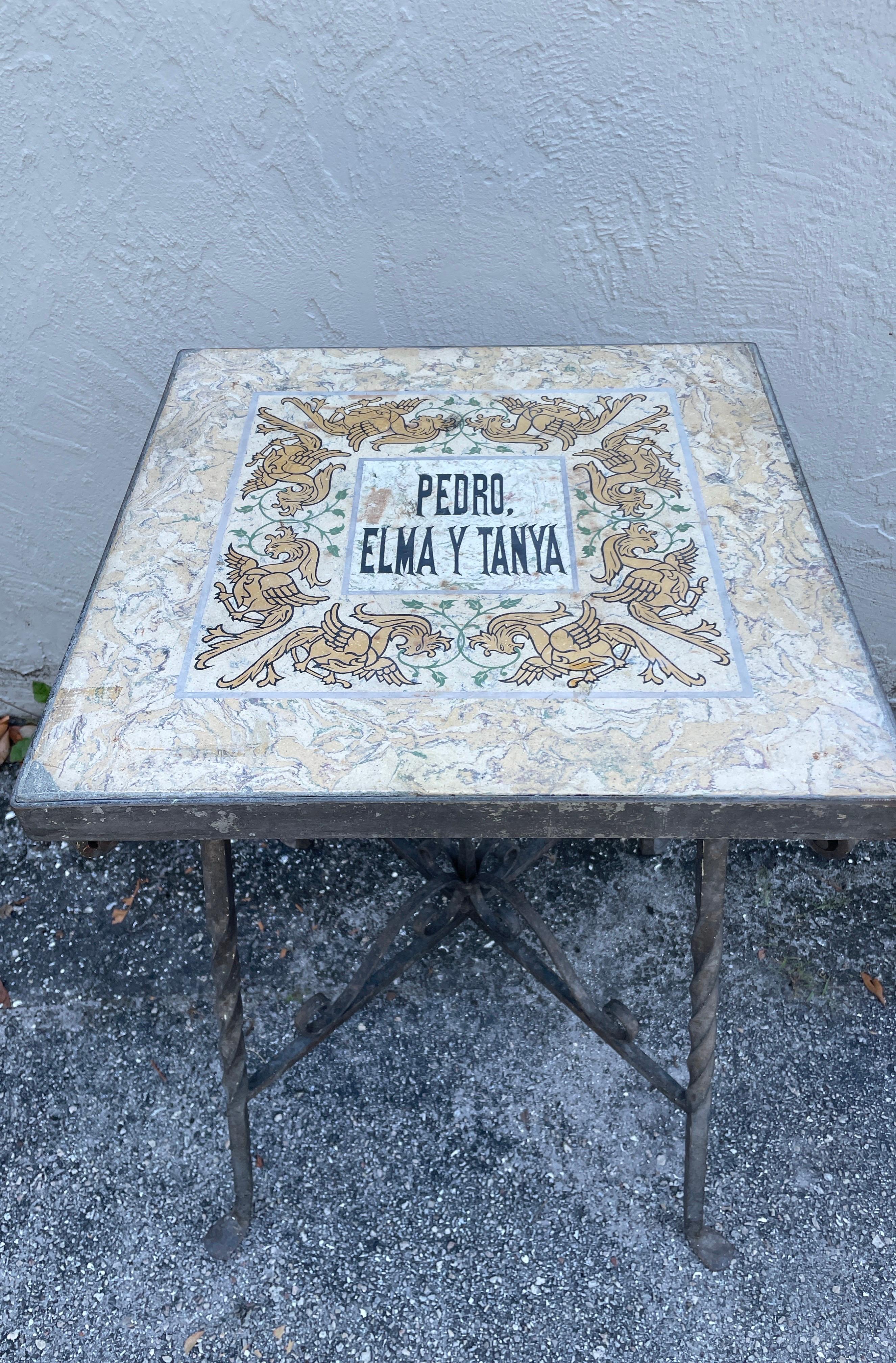 Table ancienne en fer forgé de Mizner Studio en vente 3