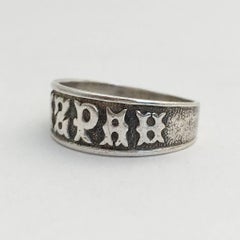 Antique Mizpah Friendship Ring Victorian Silver Stacking Band Vintage Jewelry