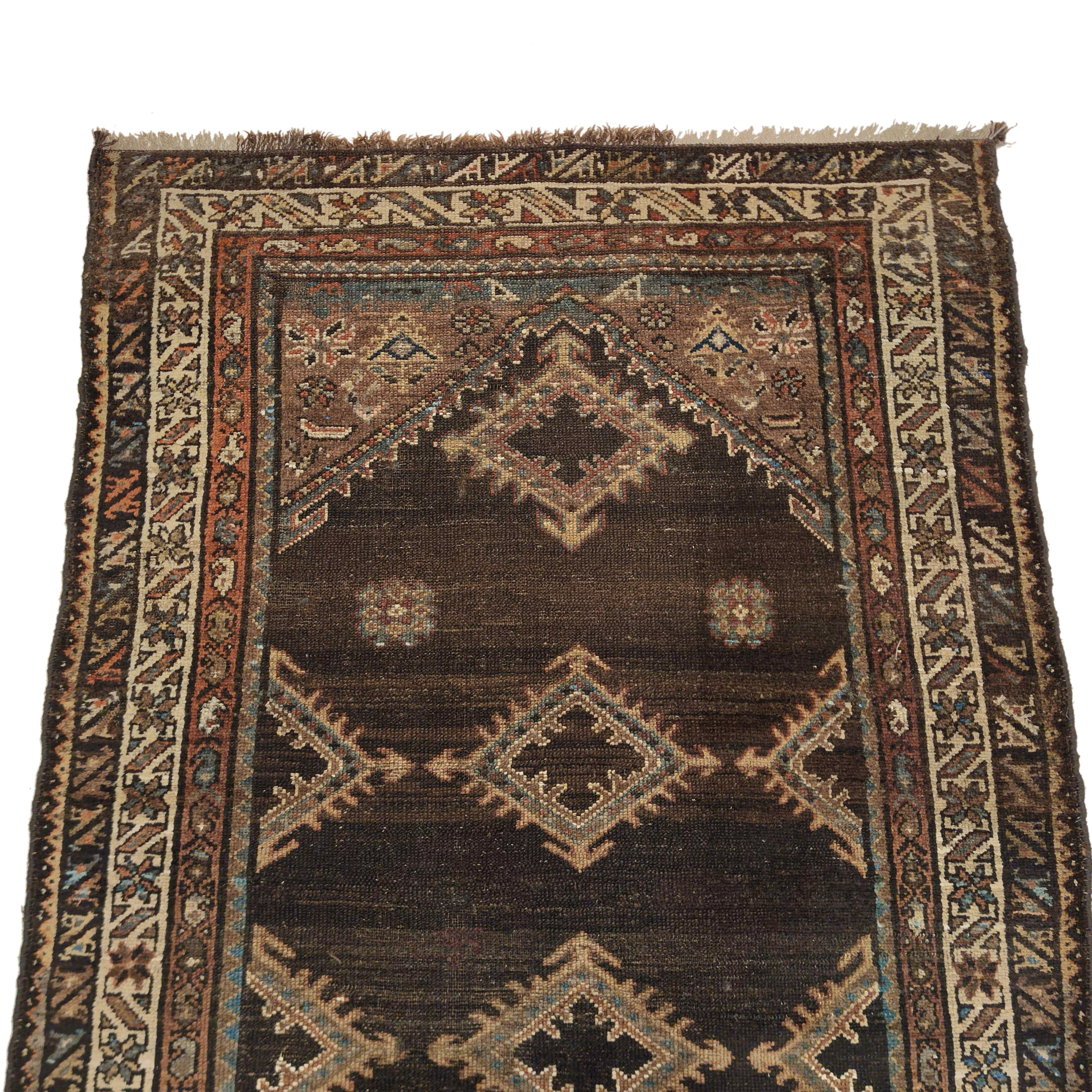 Alfombra de diseño integral Bakshaish marrón moca antiguo Azerbaiyano en venta