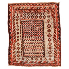 Antique Tulu kurde carré Mocha marron avec diamants en terre cuite, vers 1910