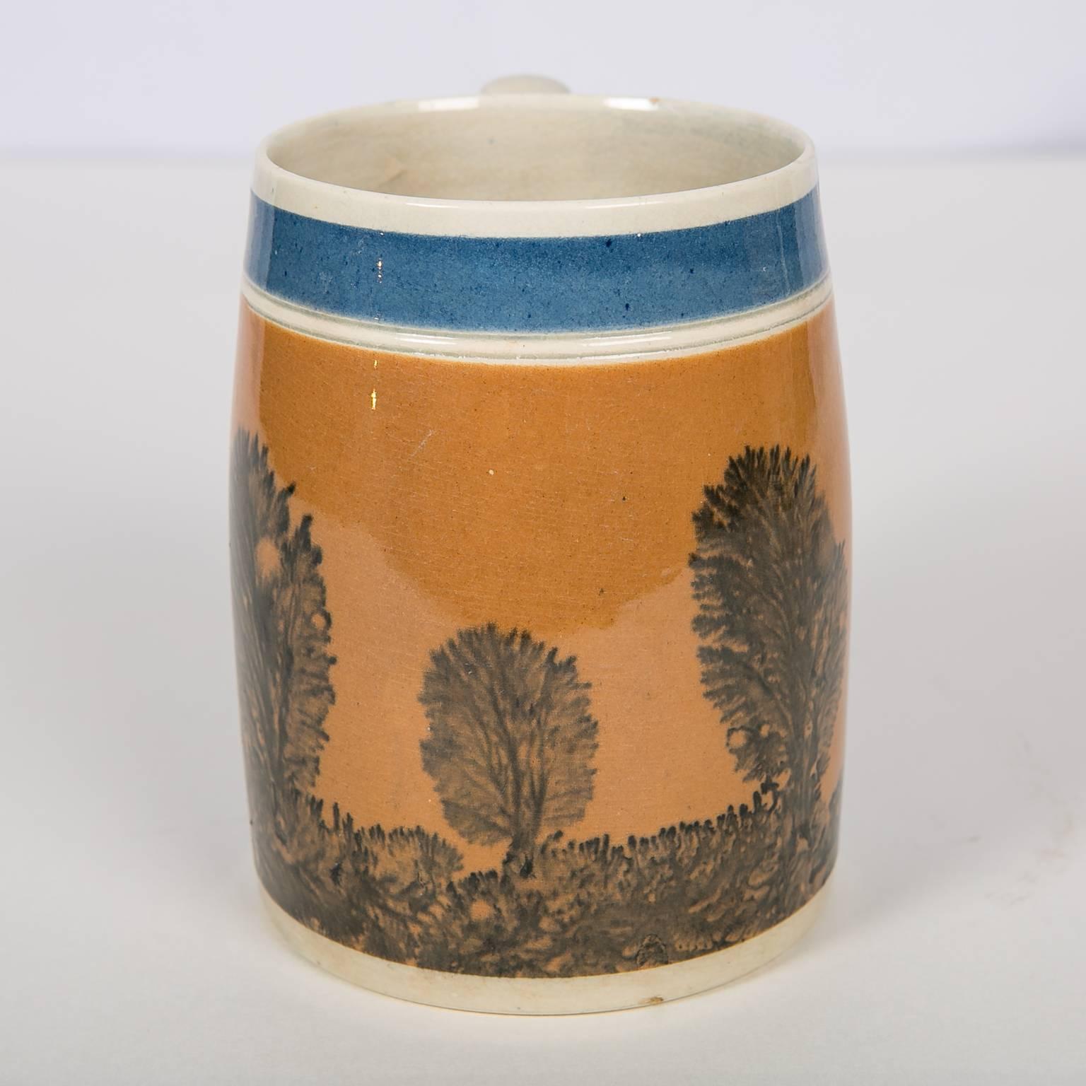 Antique Mochaware Mug Decorated with 