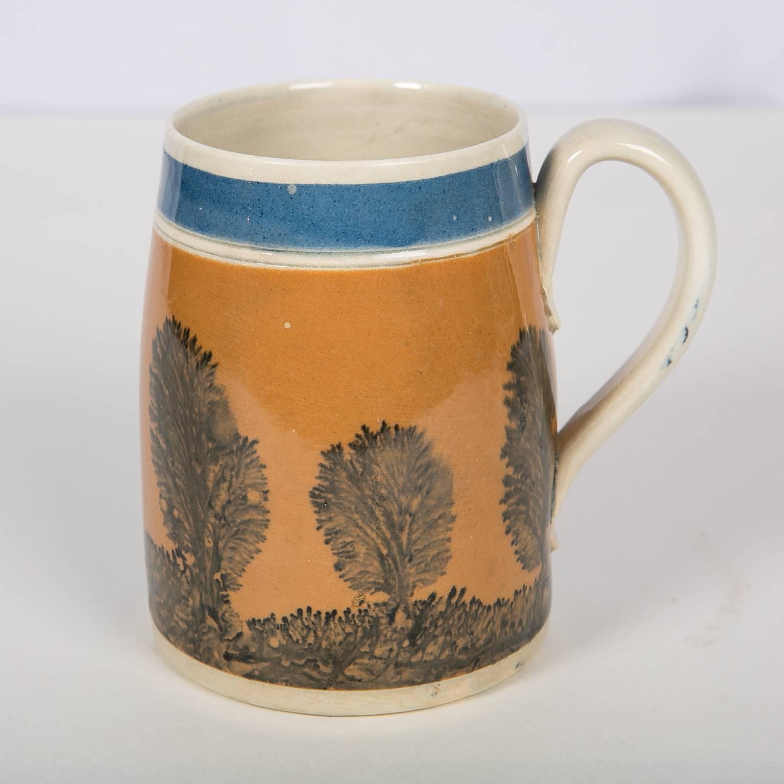 Antique Mochaware Mug Decorated with 