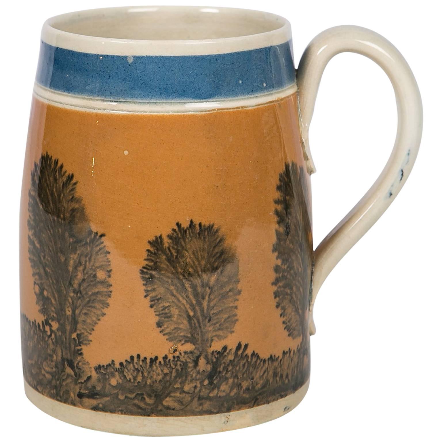 Antique Mochaware Mug Decorated with "Trees"