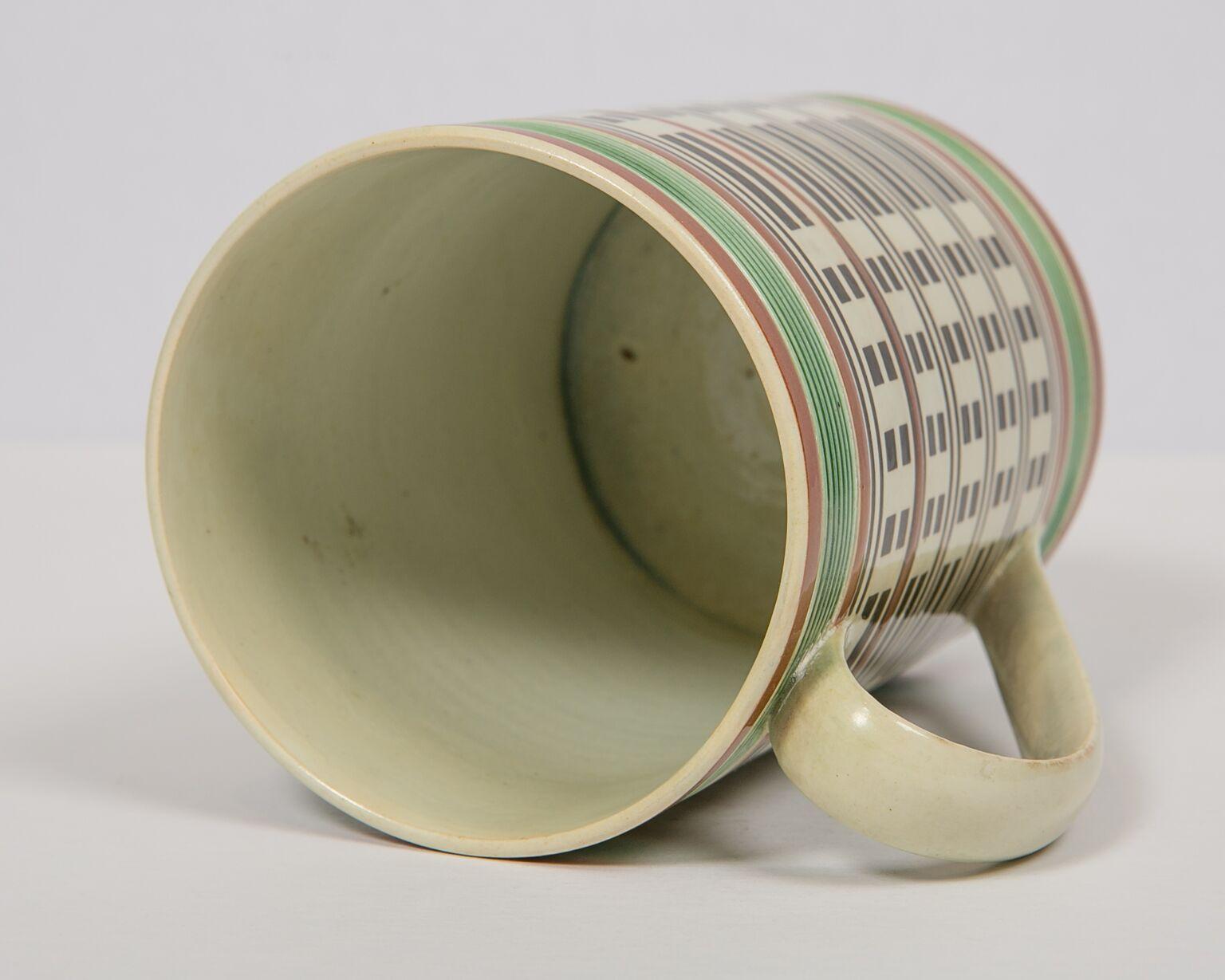 Glazed Antique Mochaware Mug Slip Decorated Made in England, circa 1815