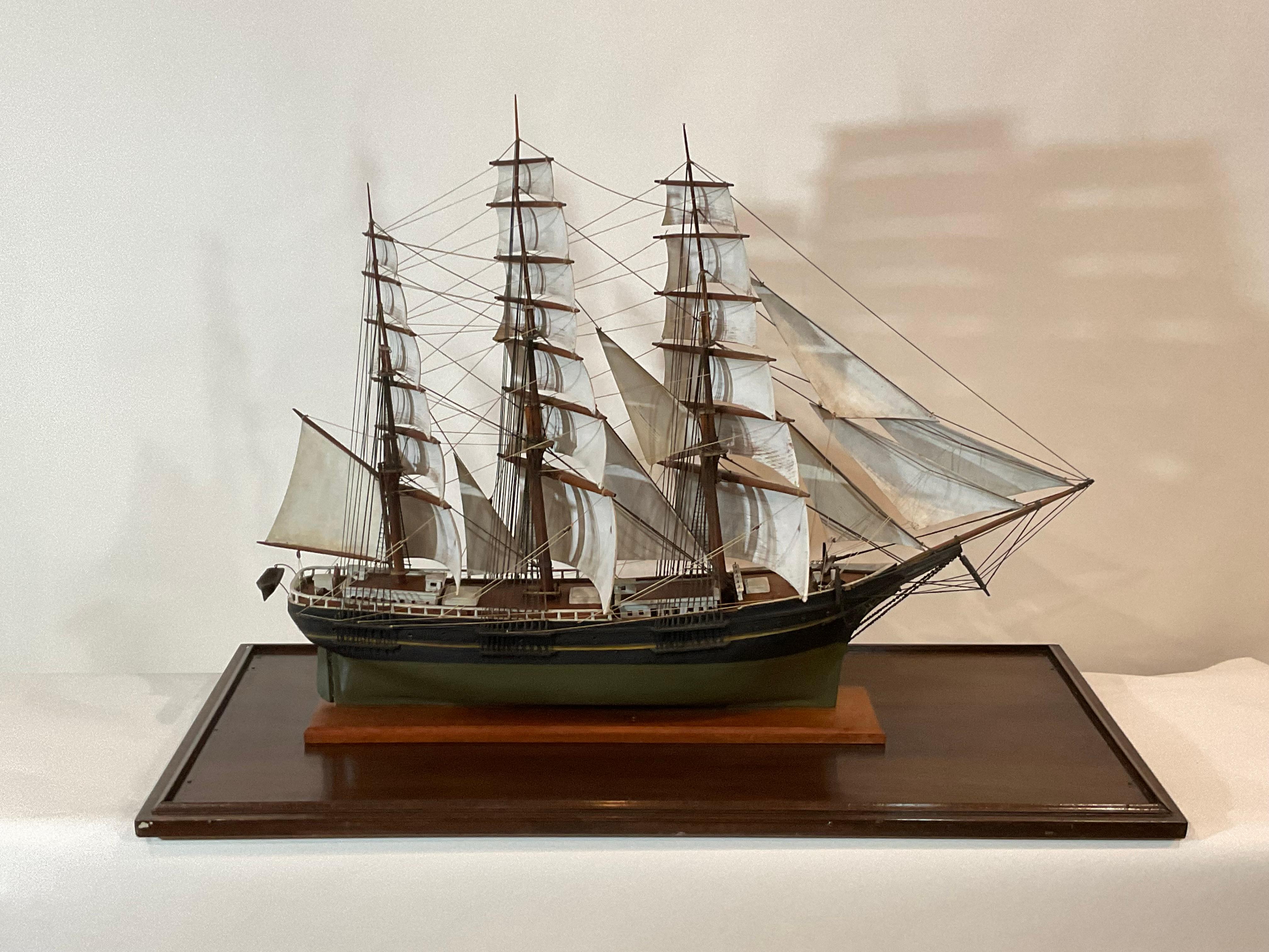 North American Antique Model of a Full Rigged Windjammer For Sale