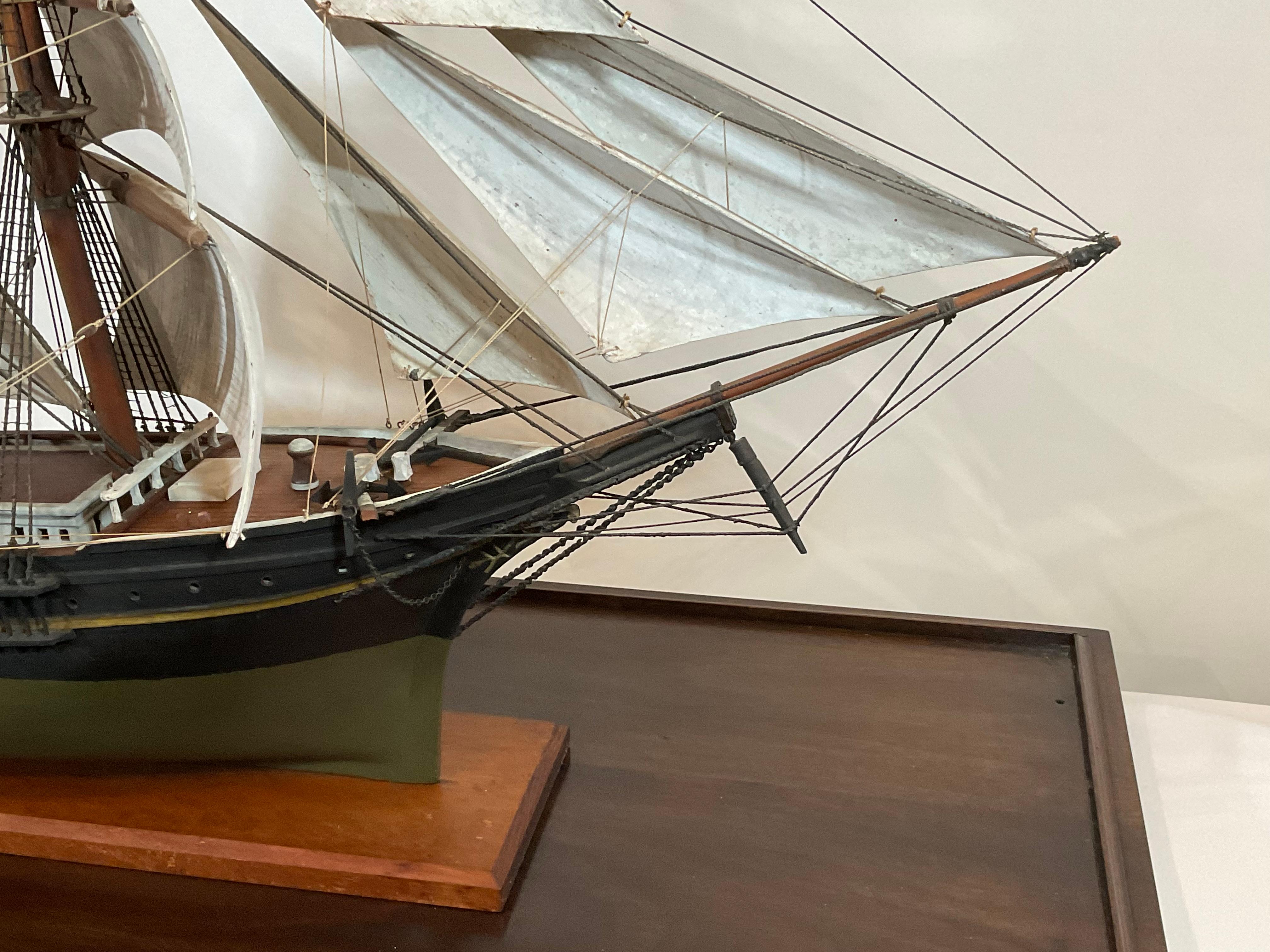 Antique Model of a Full Rigged Windjammer In Excellent Condition For Sale In Norwell, MA