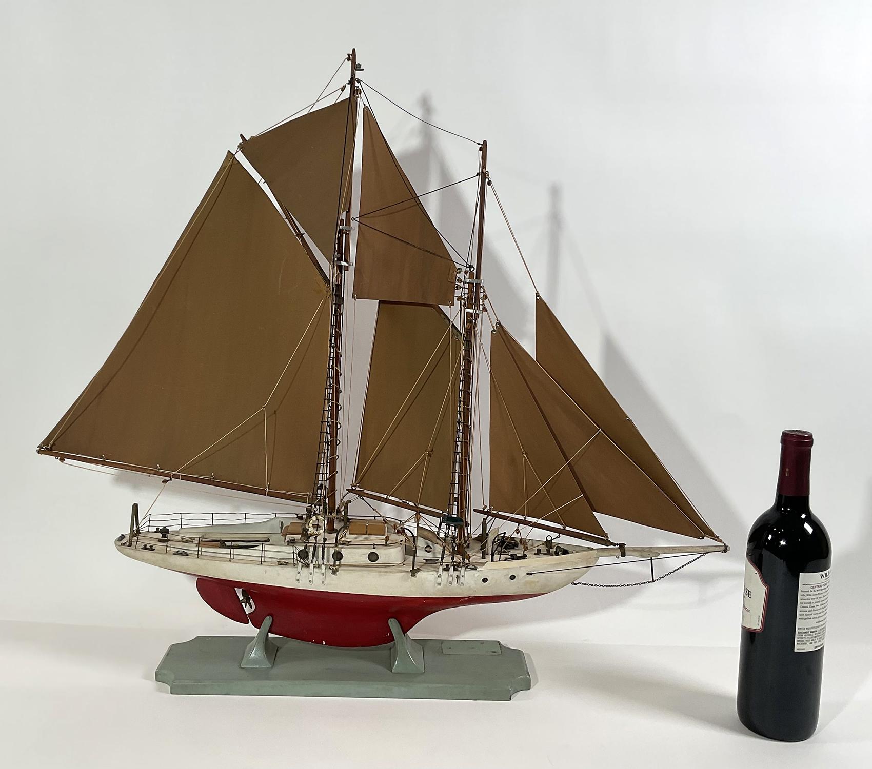 North American Antique Model of a Two Masted Schooner